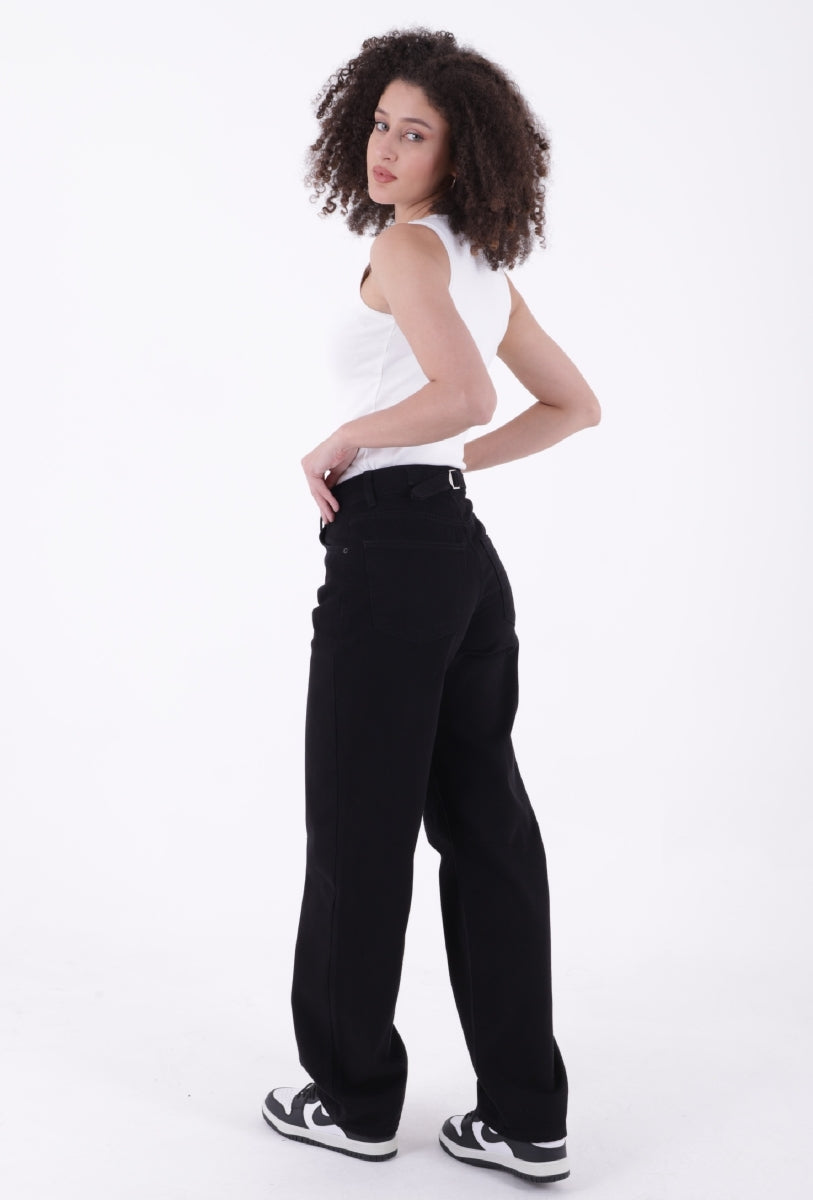 Dizi Pensli Baggy Kot Pantolon - Siyah - (27-32) - 3