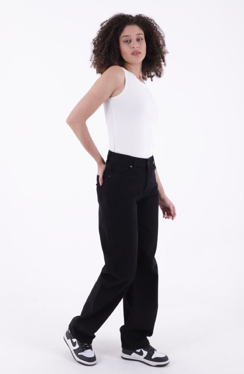 Dizi Pensli Baggy Kot Pantolon - Siyah - (27-32) - 4