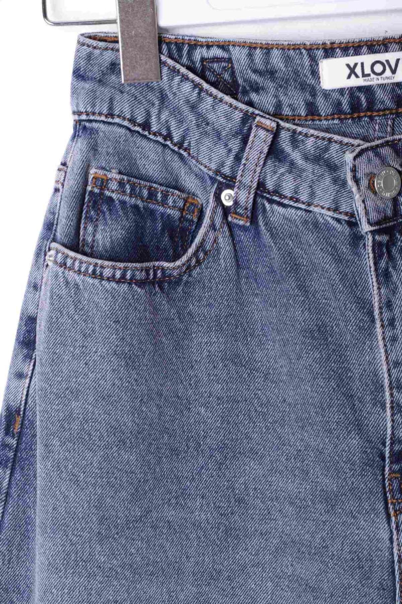 Dizi Pensli Baggy Kot Pantolon - Orta Mavi ve Tintli - (26-29-2) - 6