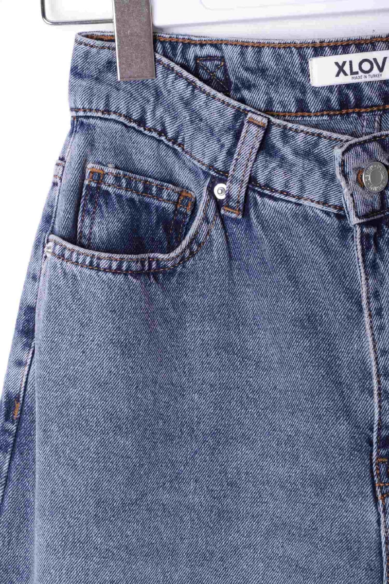 Dizi Pensli Baggy Kot Pantolon - Orta Mavi ve Tintli - (28-33) - 6