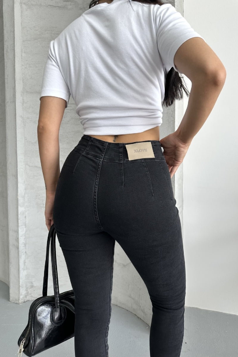 Pensli Skinny Kot Pantolon - Düz Antrasit - (27-32) - 2