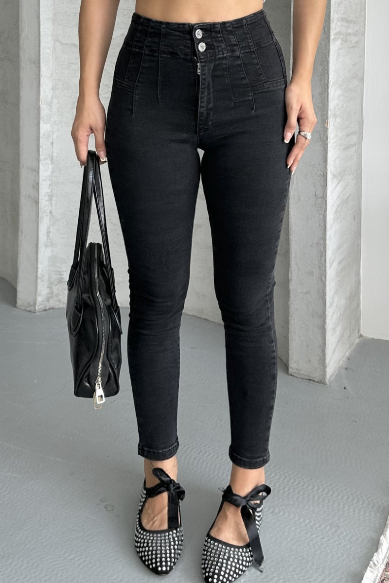 Pensli Skinny Kot Pantolon - Düz Antrasit - (27-32) - 3