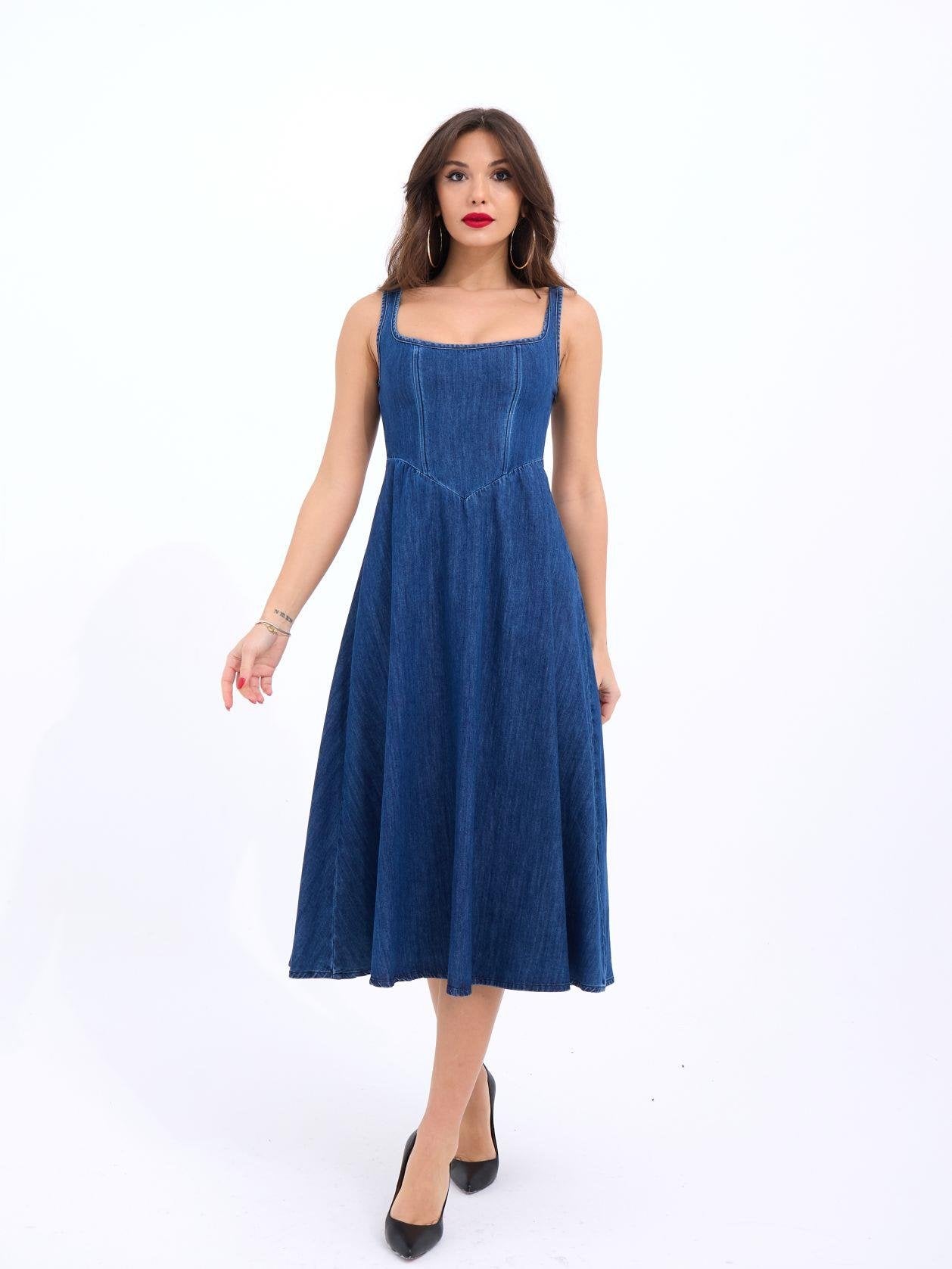 7142 KOT ELBİSE-MAVİ MAVİ L