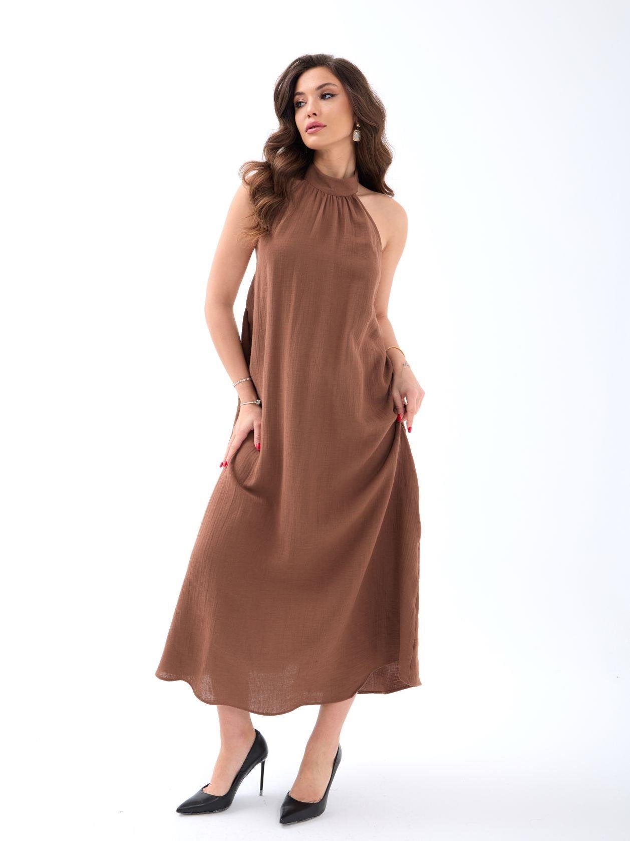 7145 ELBİSE-KAHVE KAHVE L