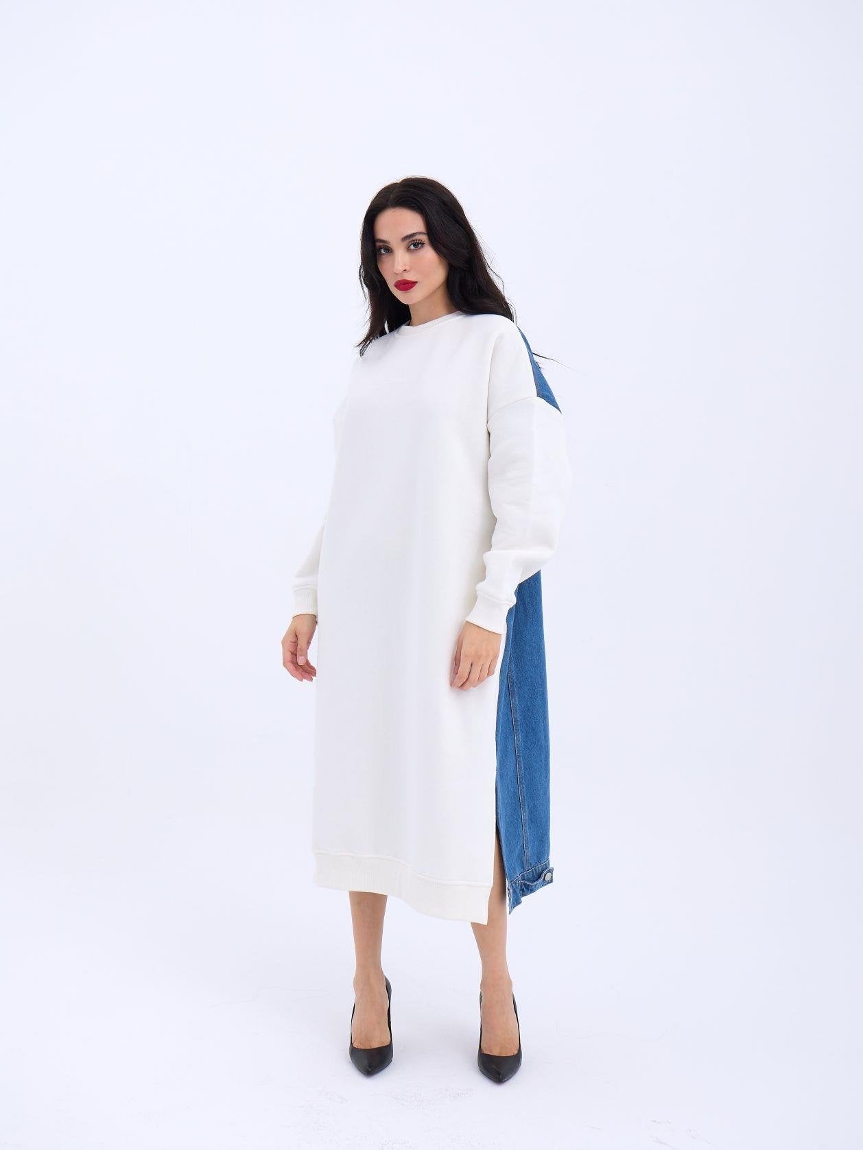 7194 UZUN SWEAT-EKRU EKRU M-L