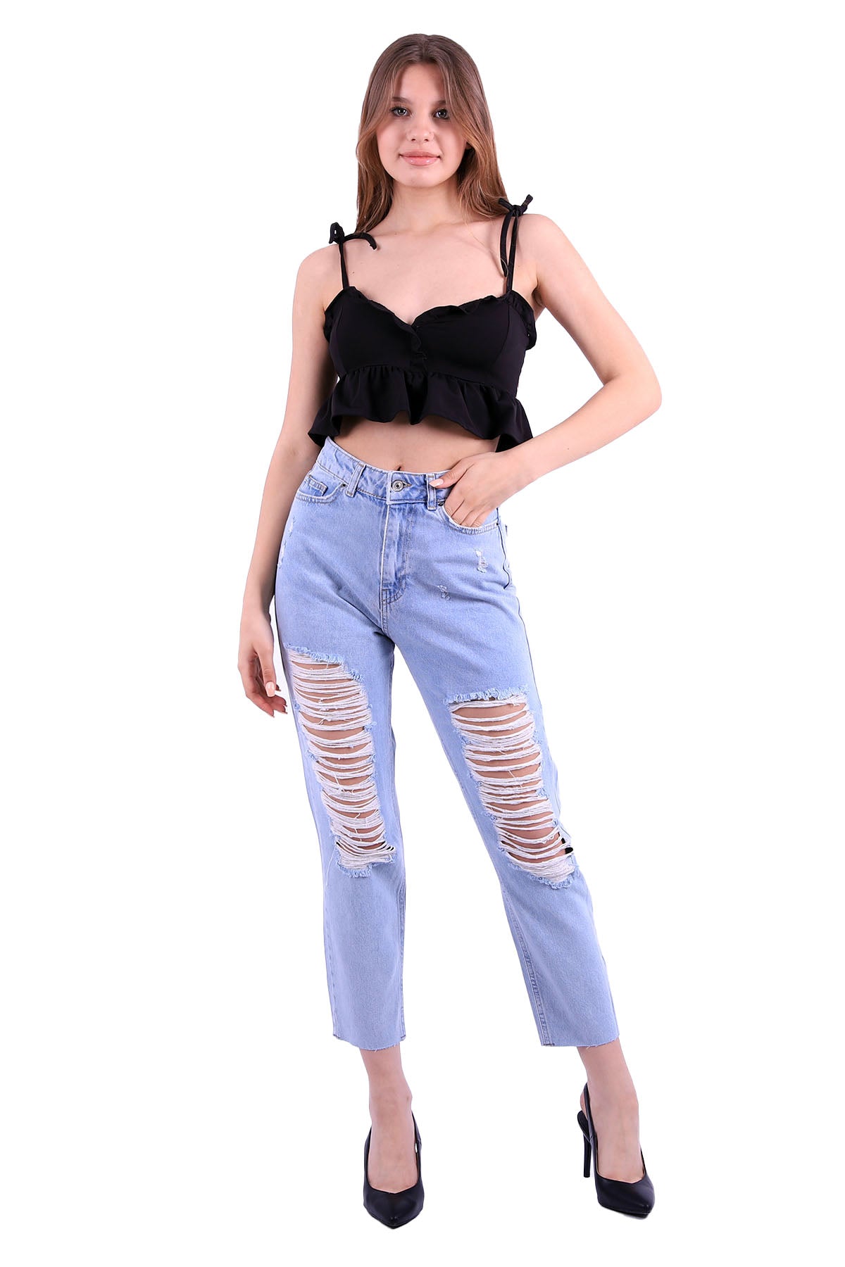 Kot Pantolon Buz Mavisi ve Tintli