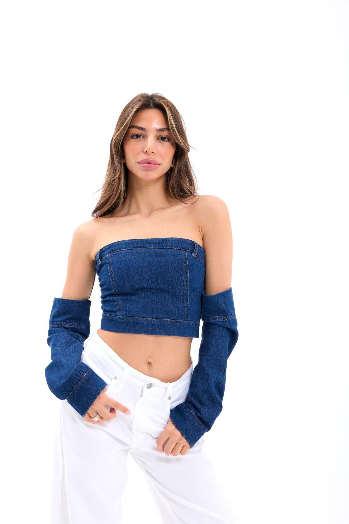 7357 KOT CROP-MAVİ MAVİ L