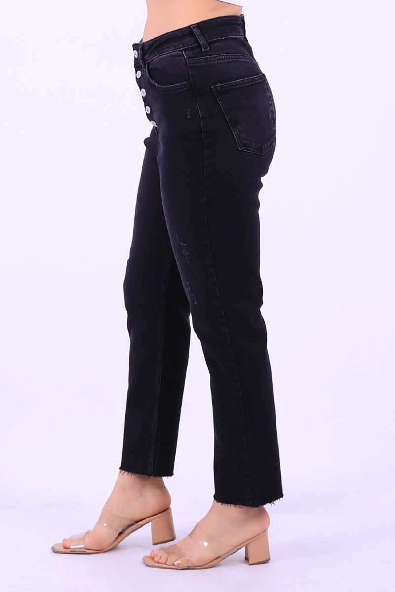 5 Düğmeli Mom Fit Kot Pantolon - Antrasit Kot - (26-31) - 2