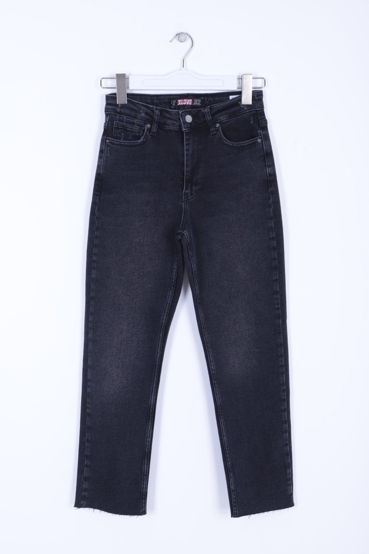 Dikişsiz Paça Mom Fit Kot Pantolon - Antrasit Kot - (26-31) - 6
