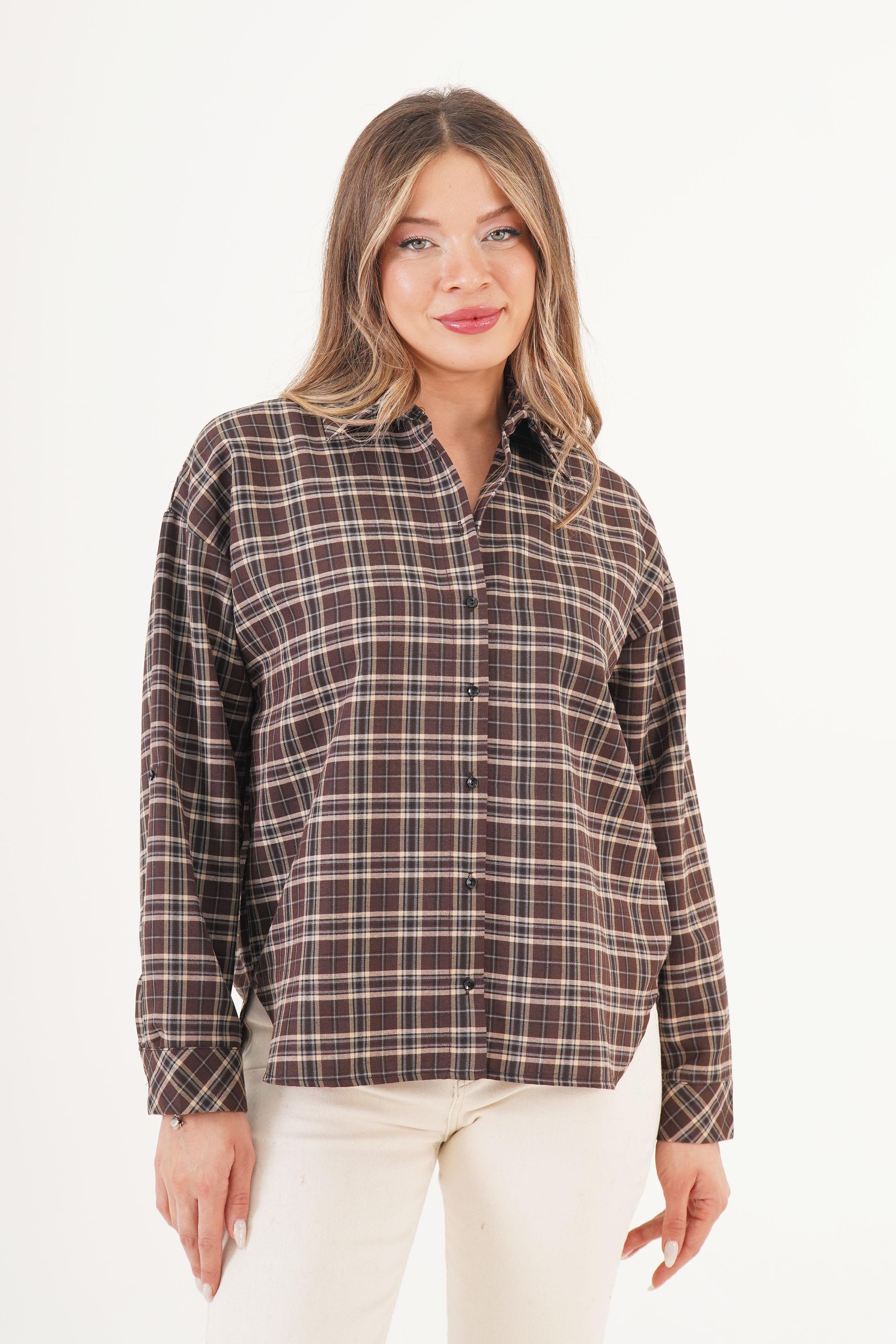 Ekose Desen Kahve Toptan Oduncu Gömlek