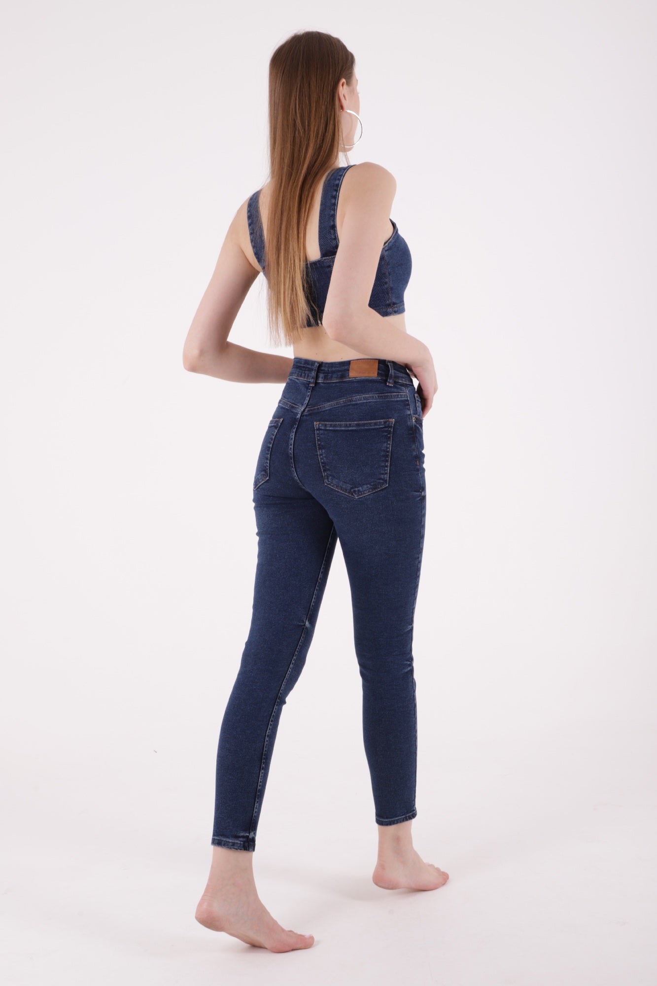 Kısa Boy Skinny Kot Pantolon - Koyu Mavi Kot - (26-31) - 3
