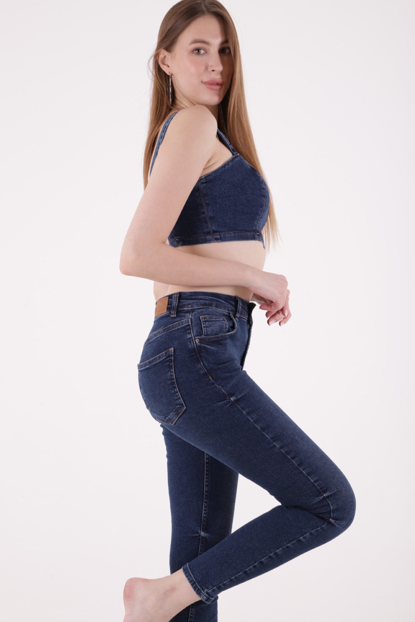 Kısa Boy Skinny Kot Pantolon - Koyu Mavi Kot - (28-33) - 4