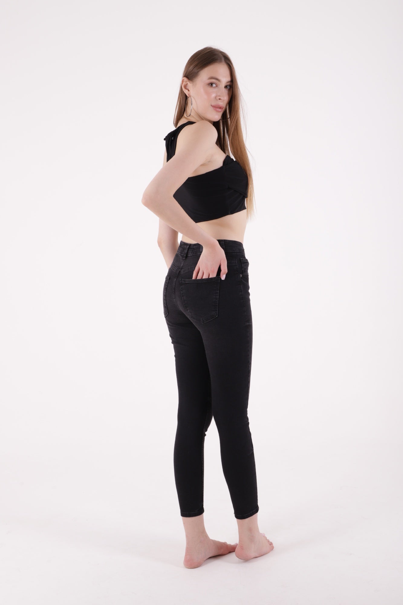Kısa Boy Skinny Kot Pantolon - Antrasit Kot - (26-31) - 3