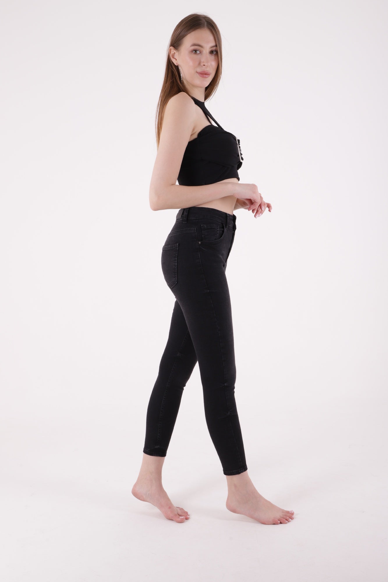 Kısa Boy Skinny Kot Pantolon - Antrasit Kot - (28-33) - 4