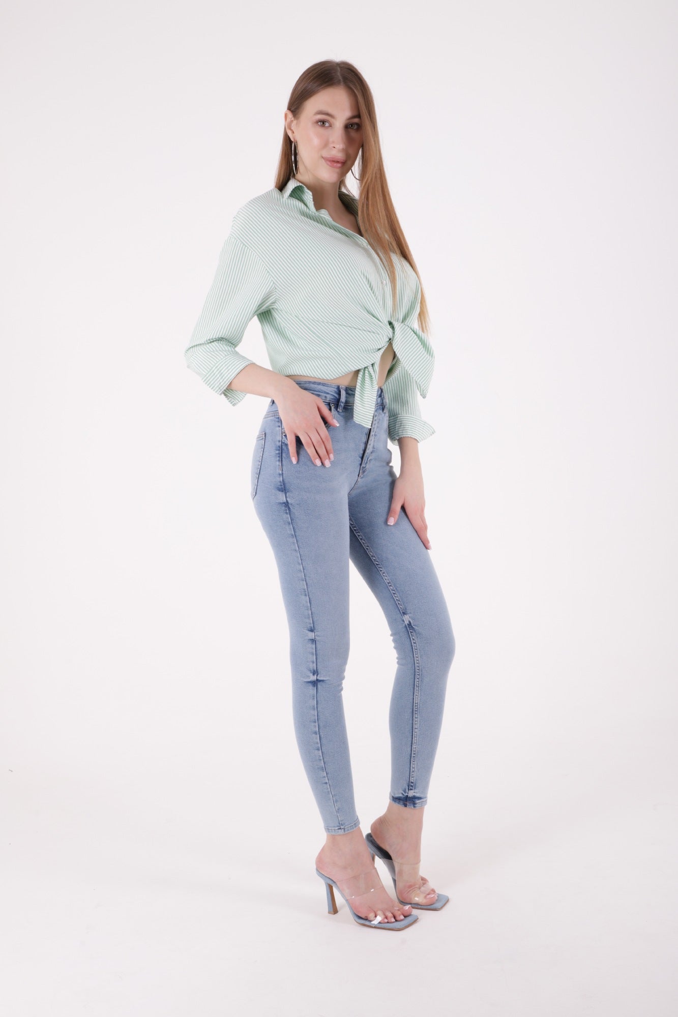 Kısa Boy Skinny Kot Pantolon - Açık Mavi Kot - (26-31) - 4