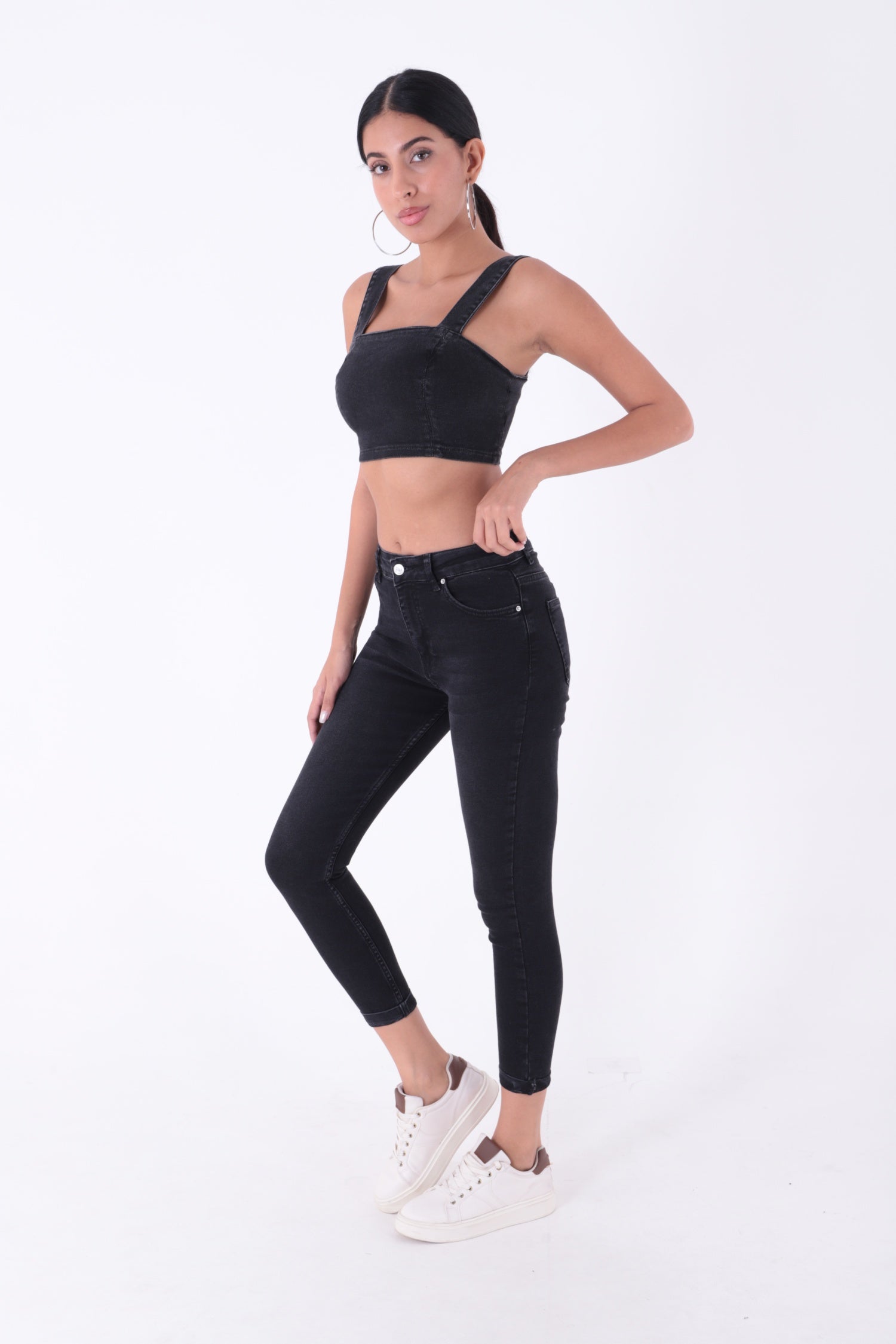 Duble Paça Skinny Kısa Boy Kot Pantolon - Antrasit Kot - (26-31) - 4