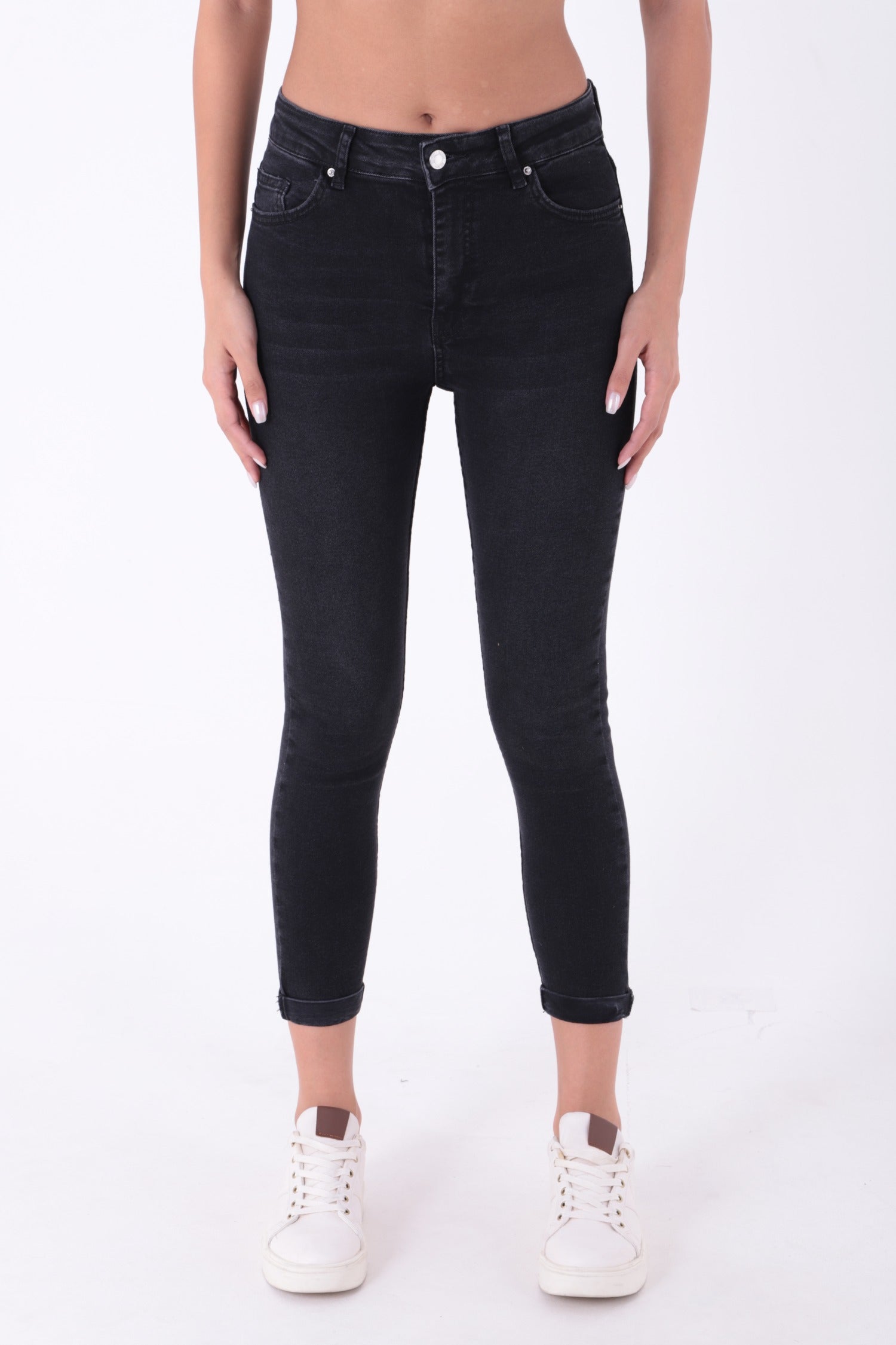 Duble Paça Skinny Kısa Boy Kot Pantolon - Antrasit Kot - (28-33) - 2