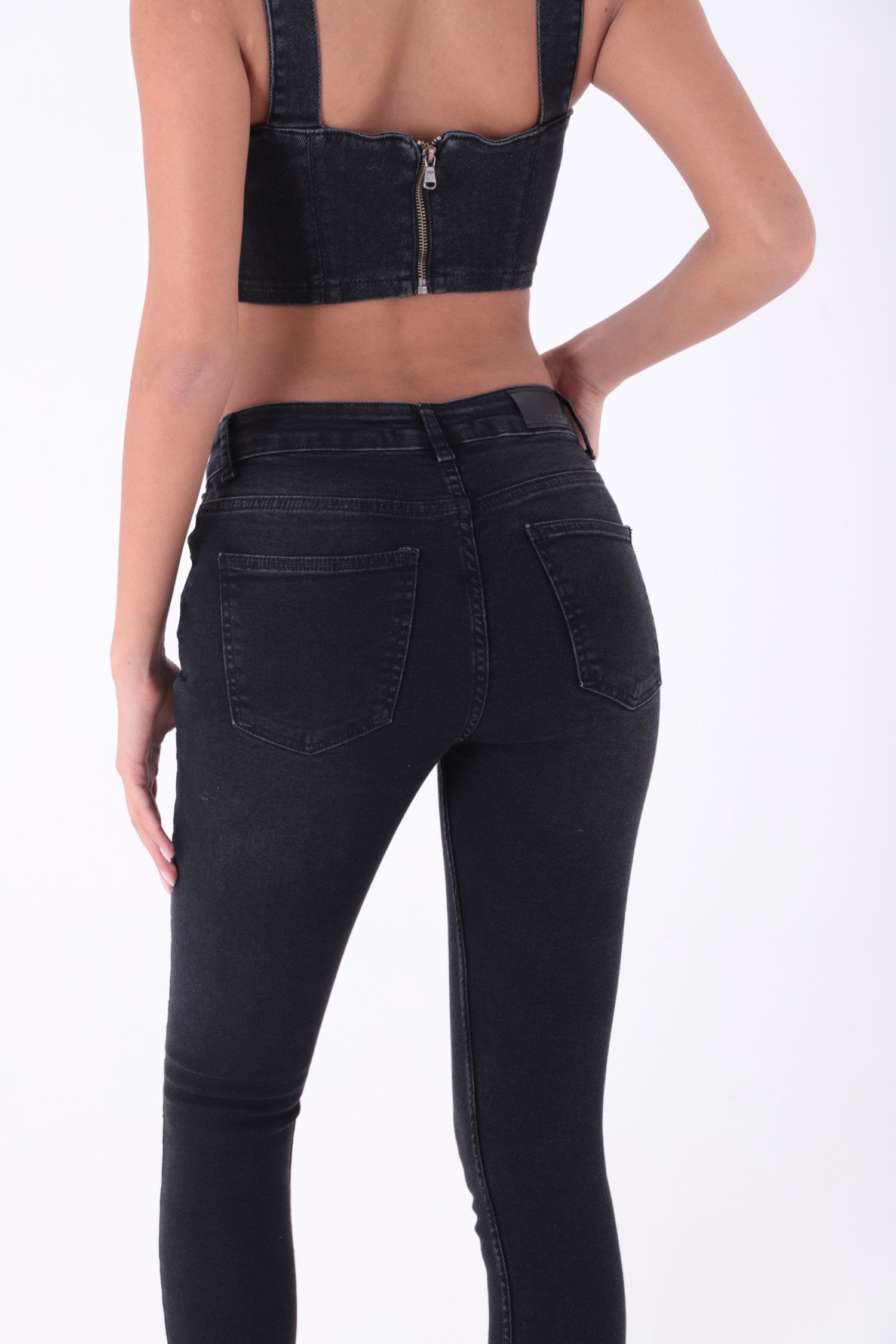 Duble Paça Skinny Kısa Boy Kot Pantolon - Antrasit Kot - (28-33) - 3