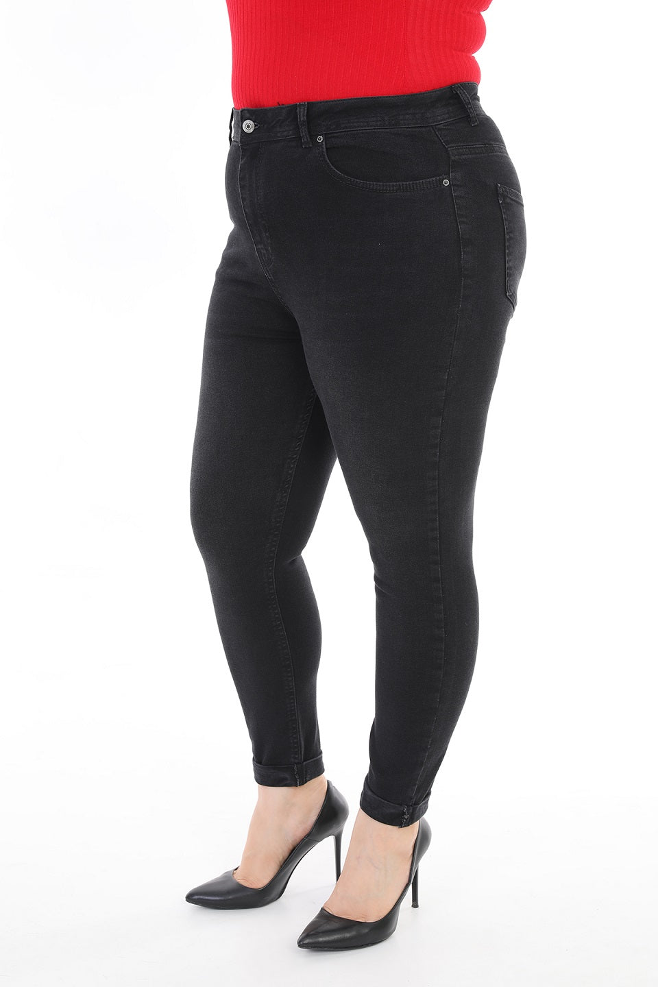 Duble Paça Skinny Kısa Boy Kot Pantolon - Antrasit Kot - (30-36) - 3