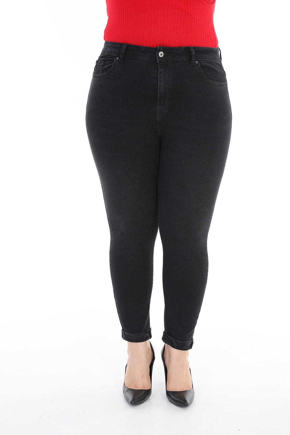 Duble Paça Skinny Kısa Boy Kot Pantolon - Antrasit Kot - (30-36) - 5