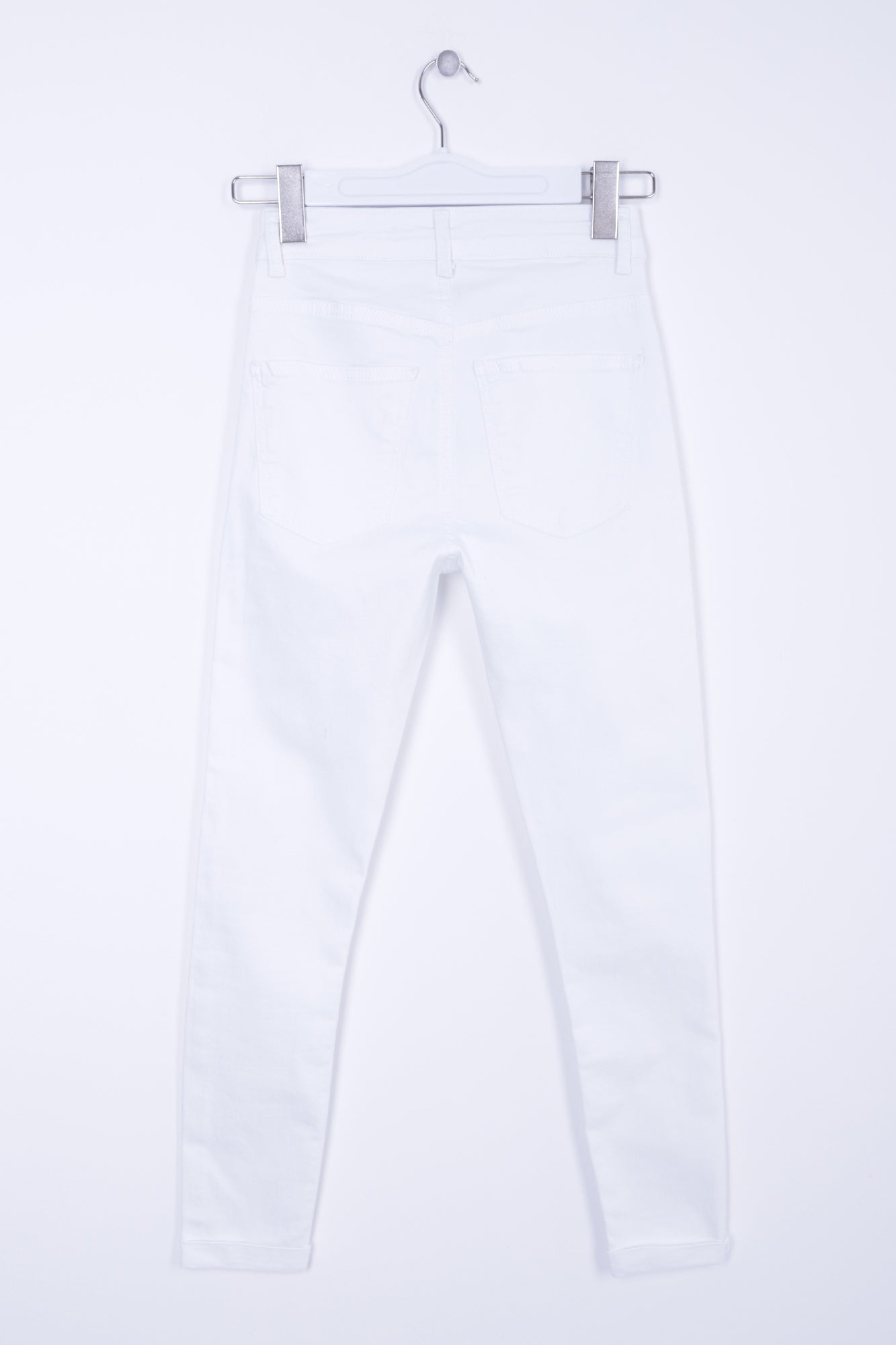 Duble Paça Skinny Kısa Boy Kot Pantolon - Beyaz - (26-31) - 6