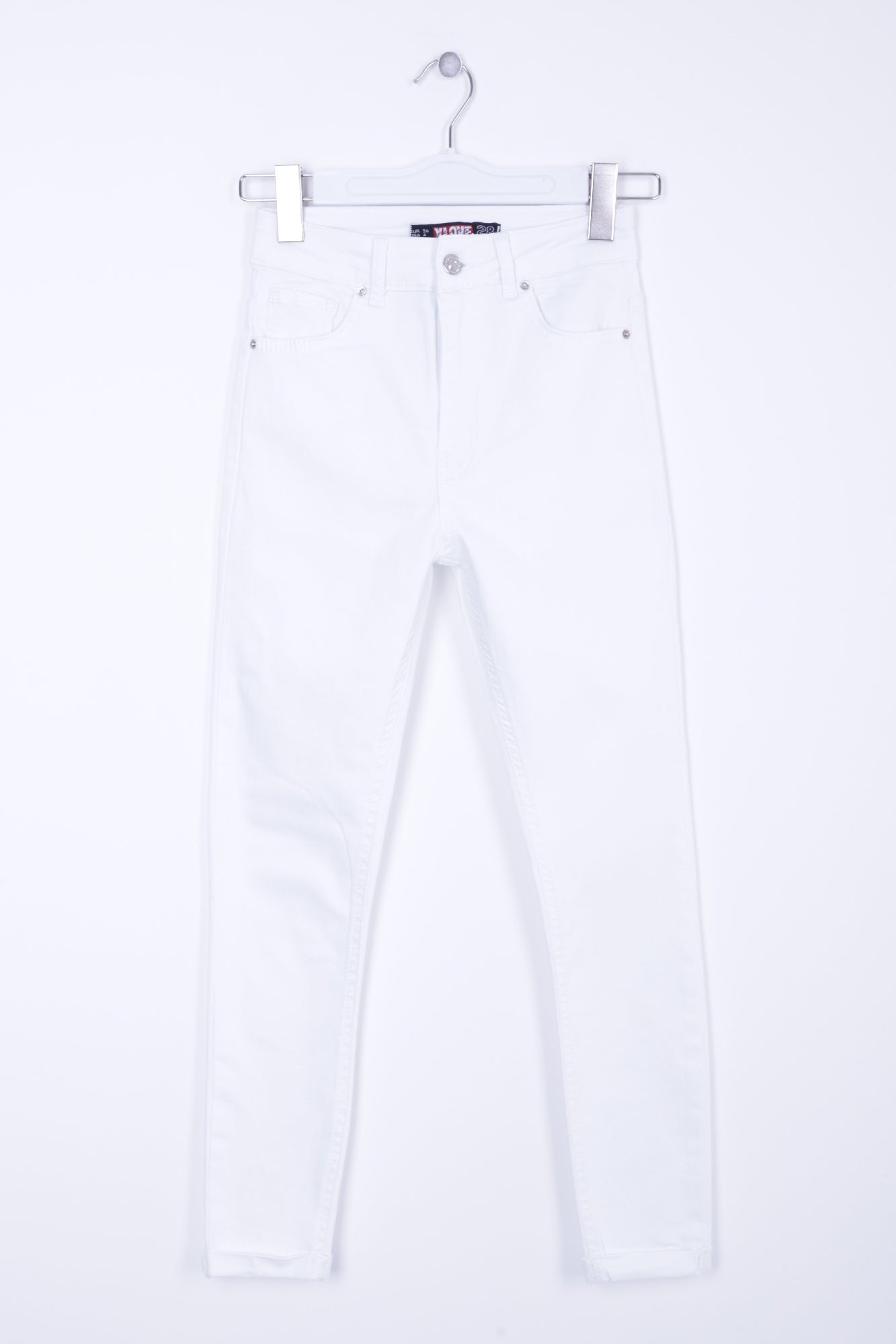 Duble Paça Skinny Kısa Boy Kot Pantolon - Beyaz - (28-33) - 5