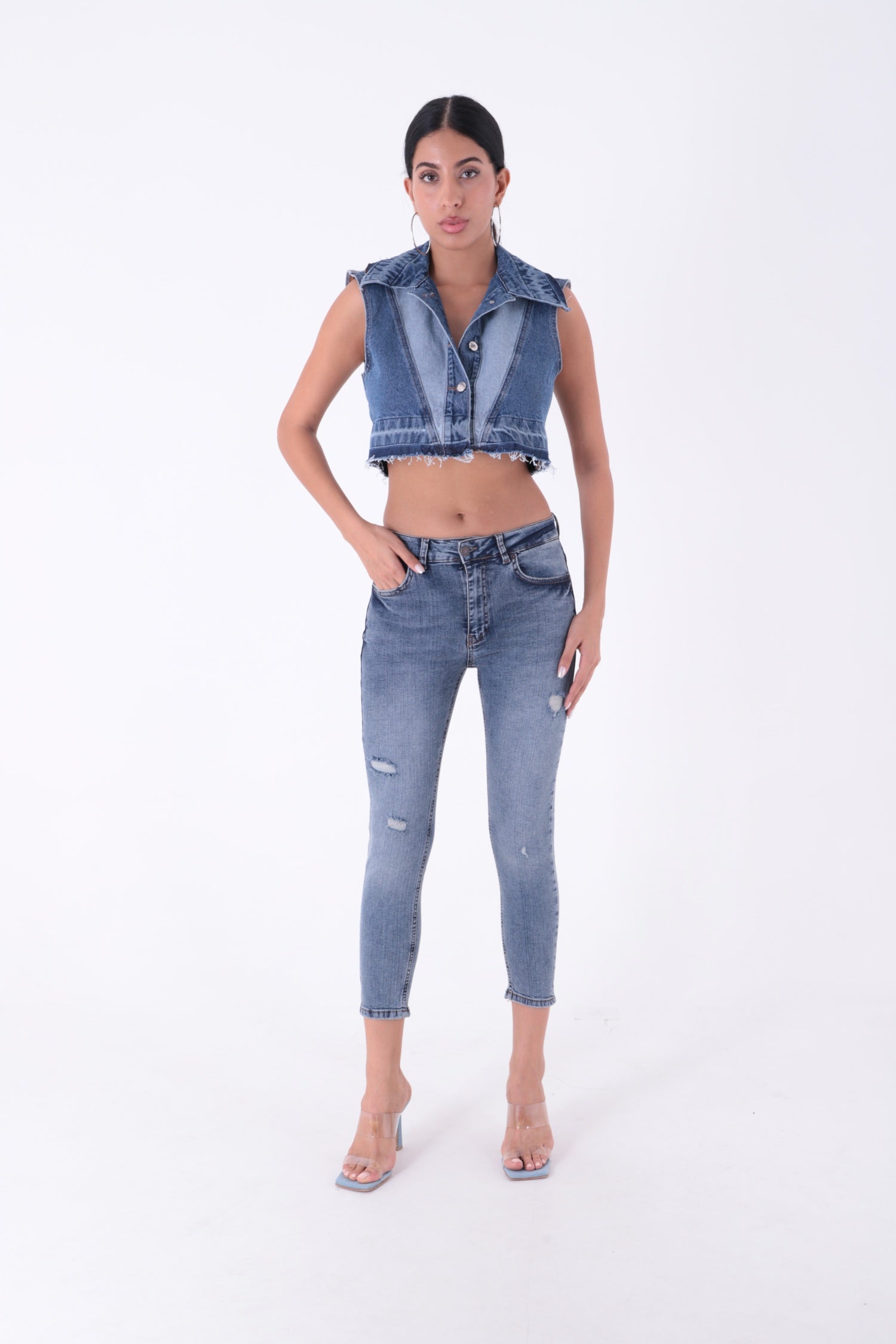 Skinny Kot Pantolon Orta Mavi Kot