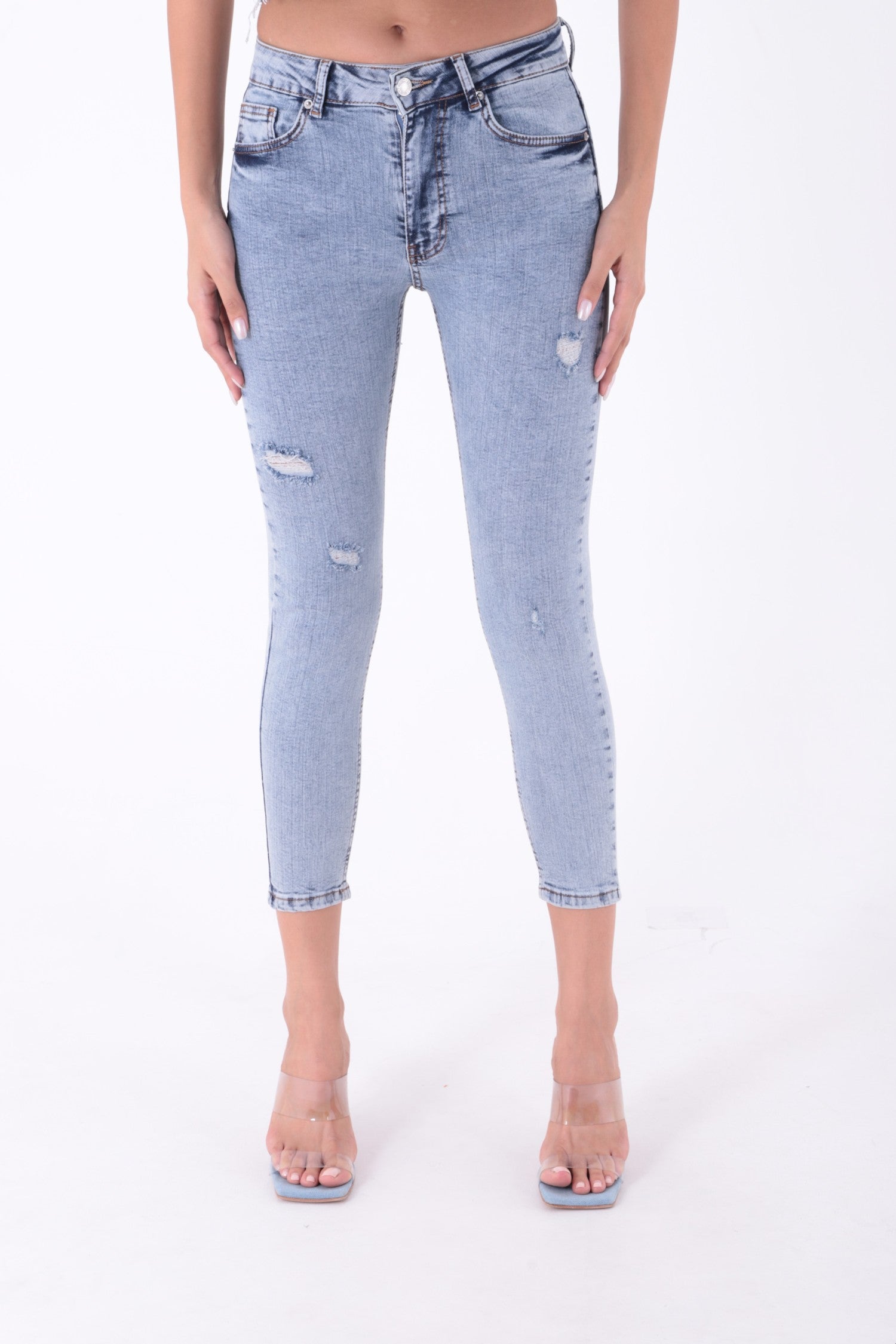 Skinny Kot Pantolon - Kar Yıkama Açık Mavi - (26-31) - 2