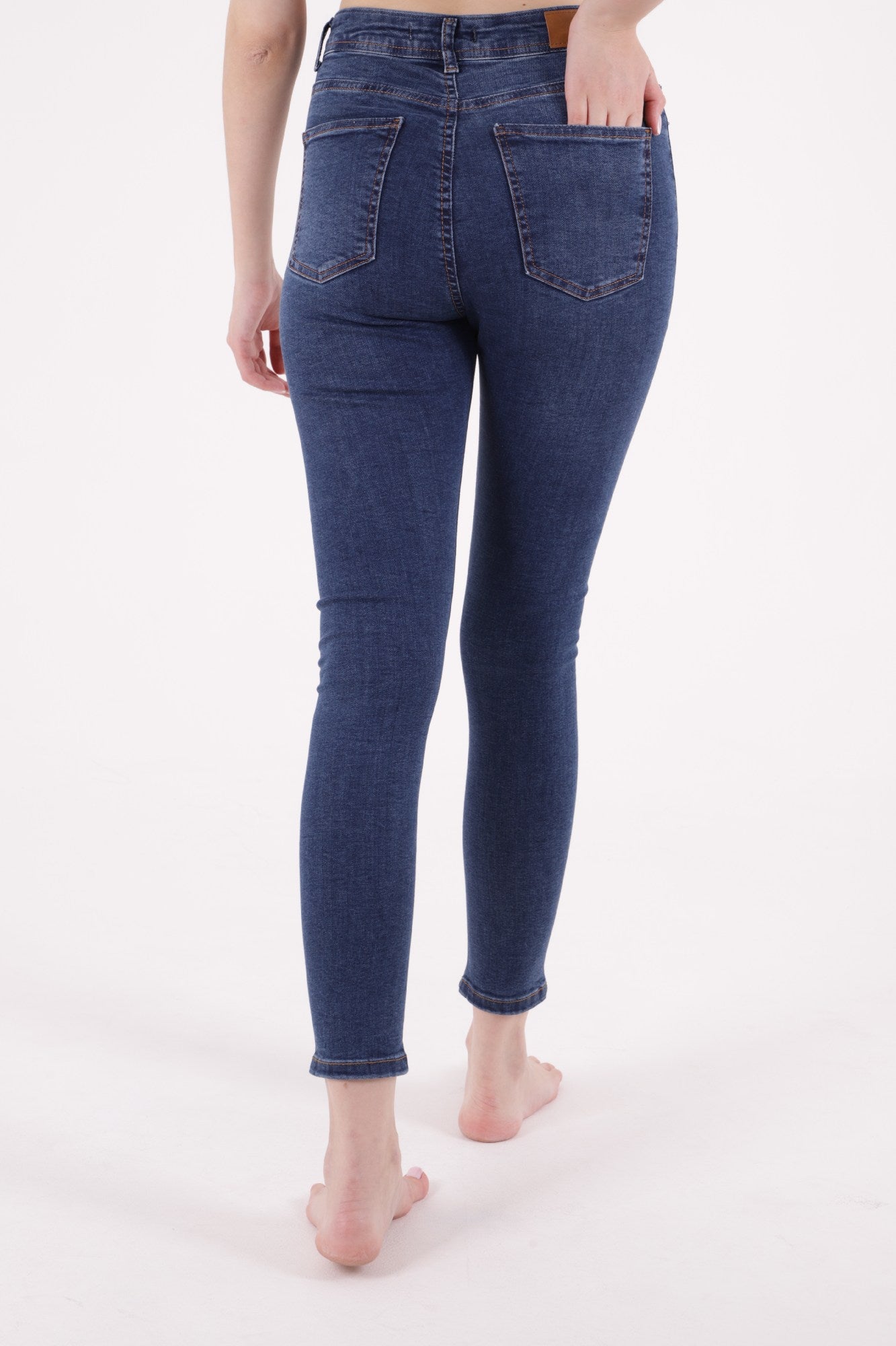 Az Yırtıklı Skinny Kot Pantolon - Koyu Mavi Kot - (26-31) - 5
