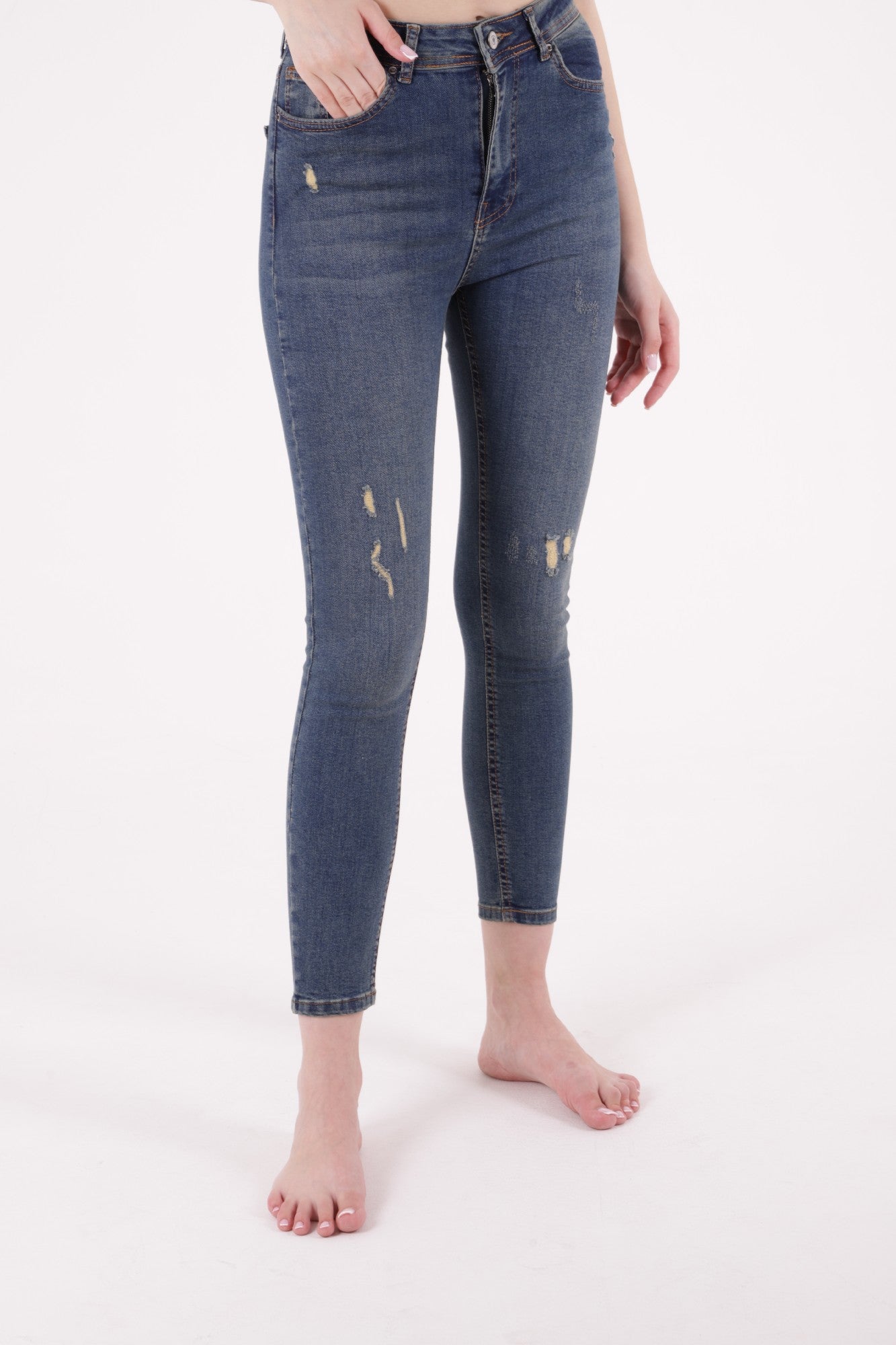 Az Yırtıklı Skinny Kot Pantolon - Koyu Tintli Kot - (26-31) - 2
