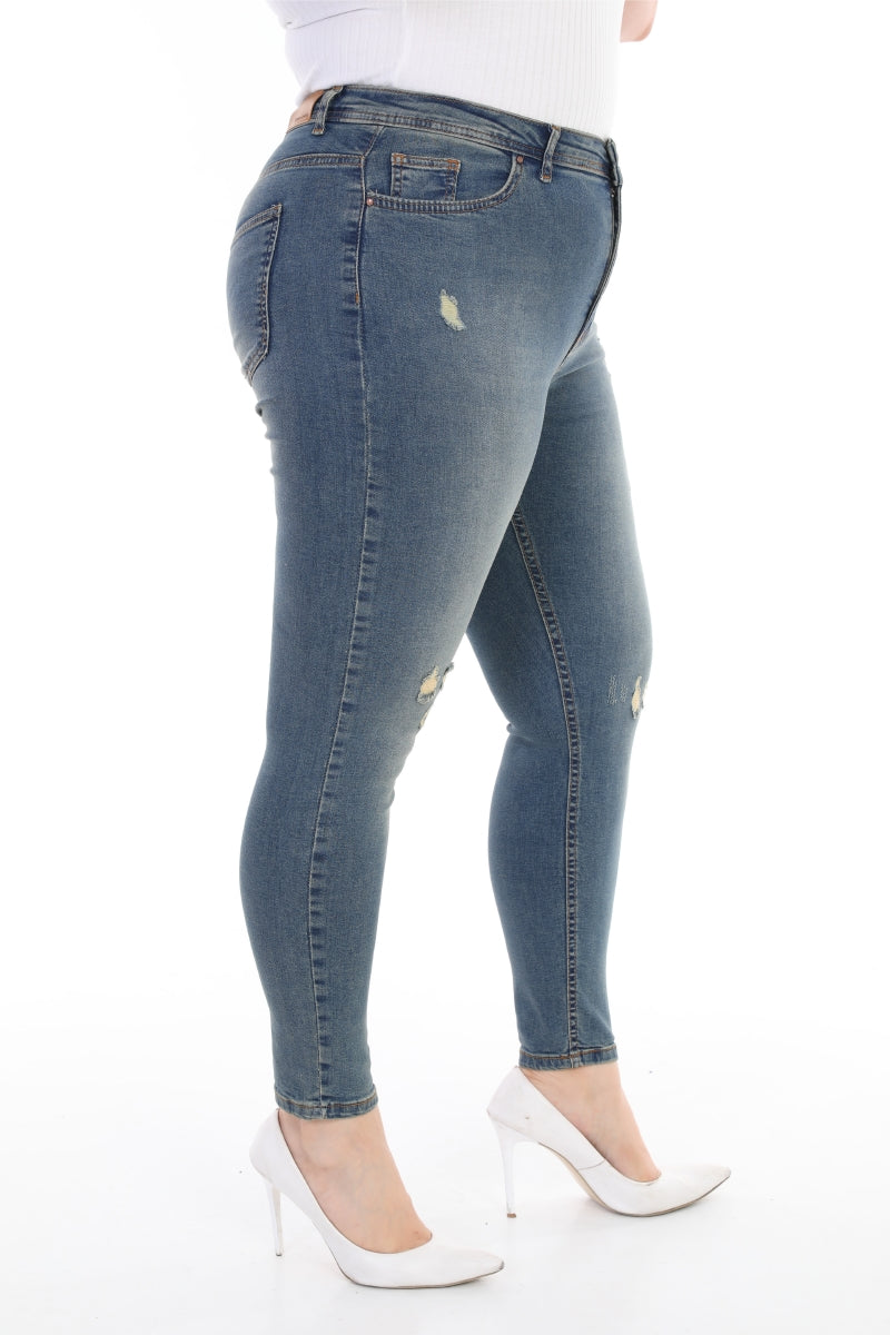 Az Yırtıklı Skinny Kot Pantolon - Koyu Tintli Kot - (30-36) - 2