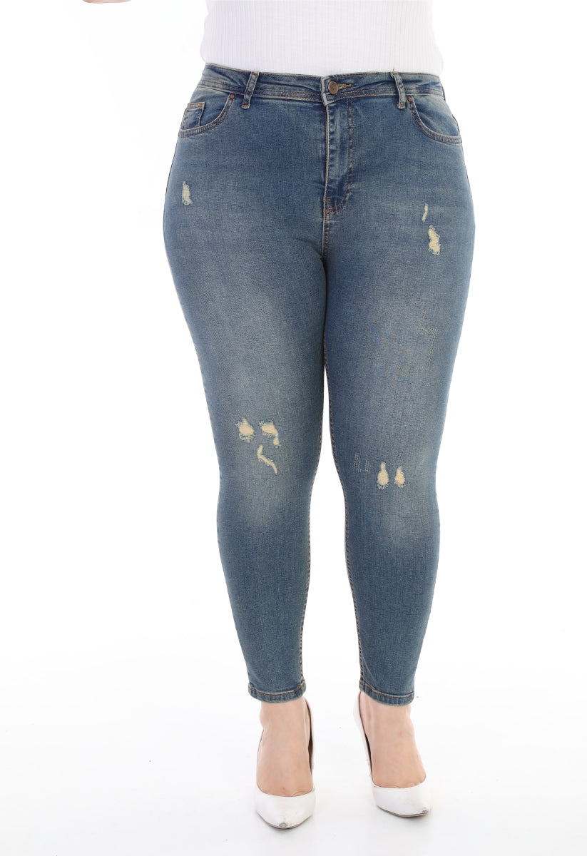 Az Yırtıklı Skinny Kot Pantolon - Koyu Tintli Kot - (30-36) - 3