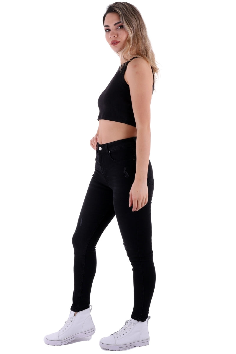 Az Yırtıklı Skinny Kot Pantolon - Antrasit Kot - (30-36) - 5