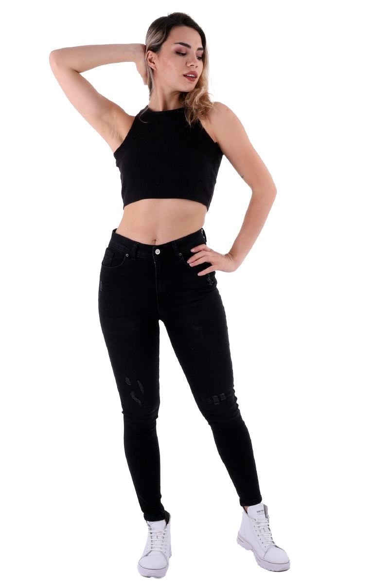 Az Yırtıklı Skinny Kot Pantolon Antrasit Kot