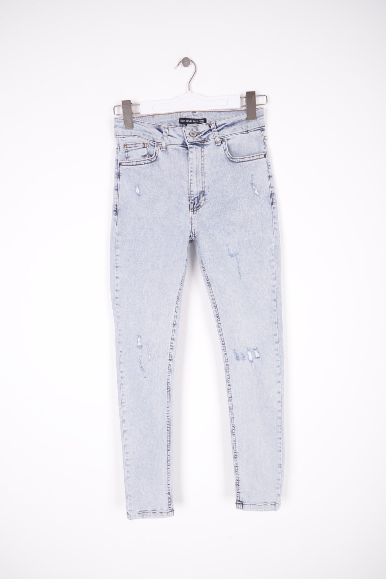 Az Yırtıklı Skinny Kot Pantolon - Kar Yıkama Açık Mavi - (28-33) - 6