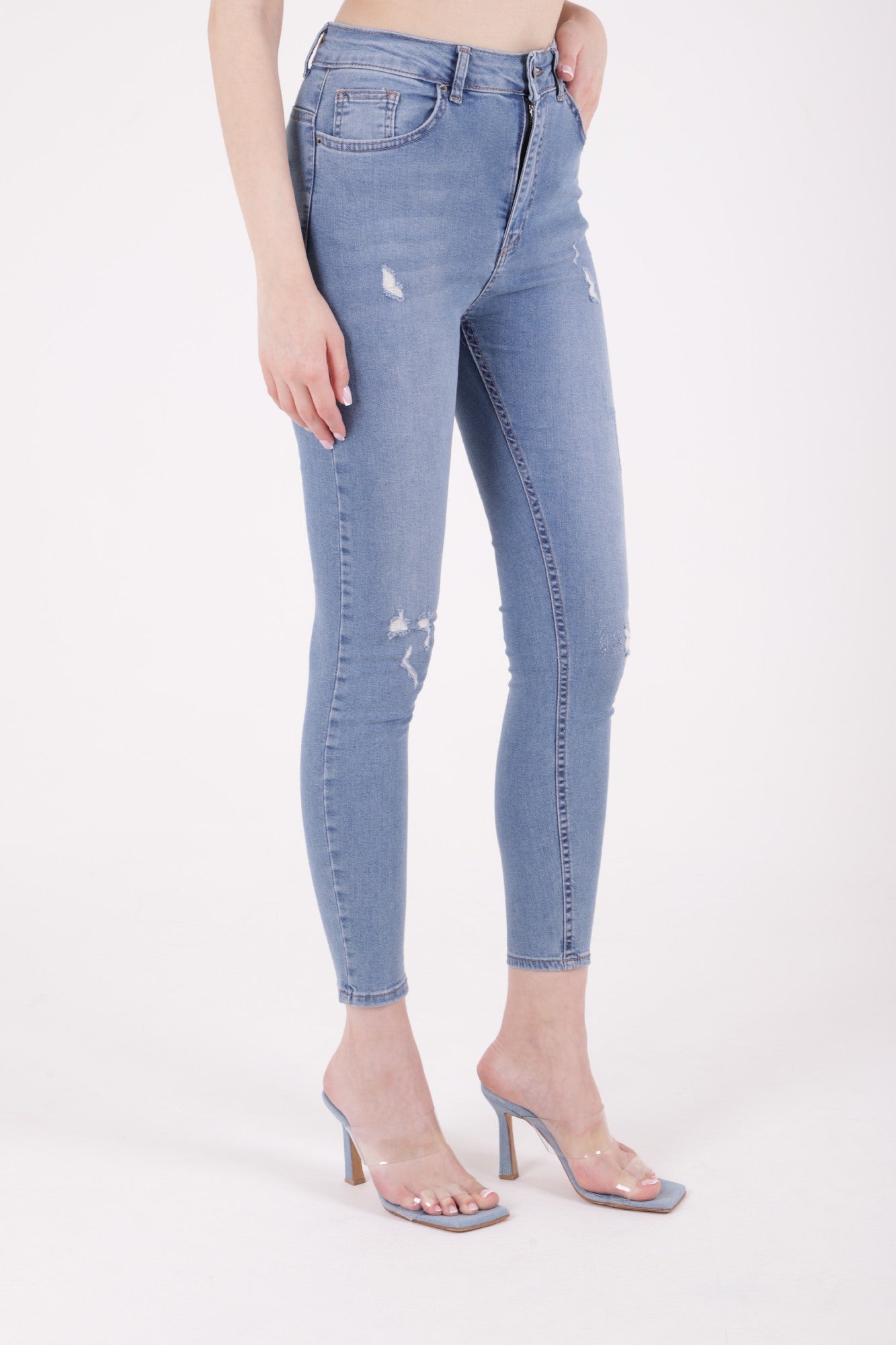 Az Yırtıklı Skinny Kot Pantolon - Açık Mavi Kot - (30-36) - 2