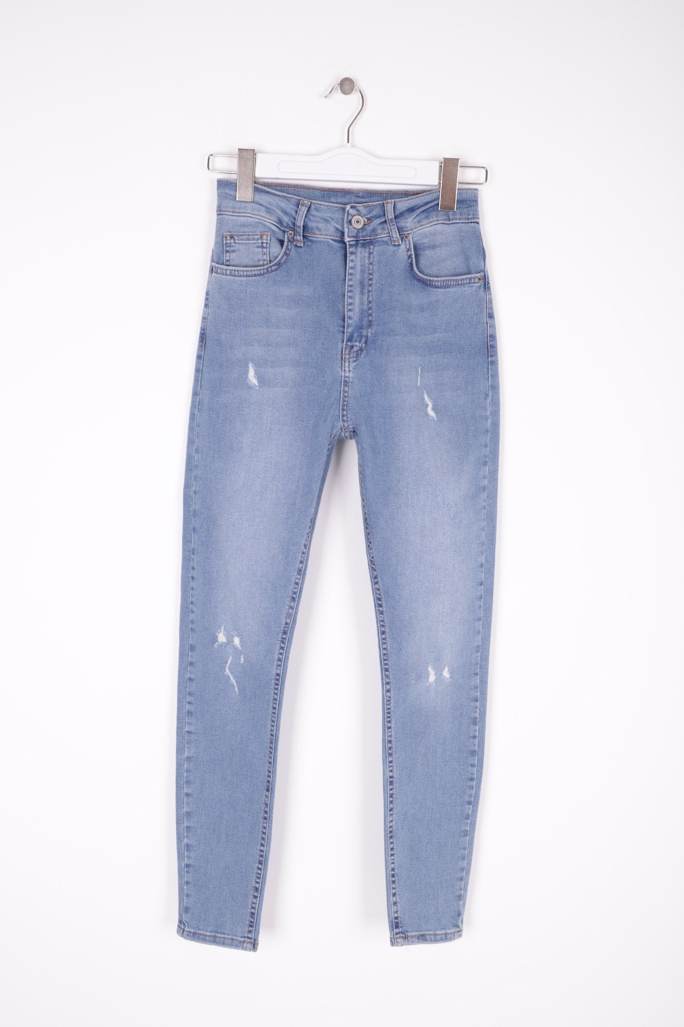 Az Yırtıklı Skinny Kot Pantolon - Açık Mavi Kot - (30-36) - 6