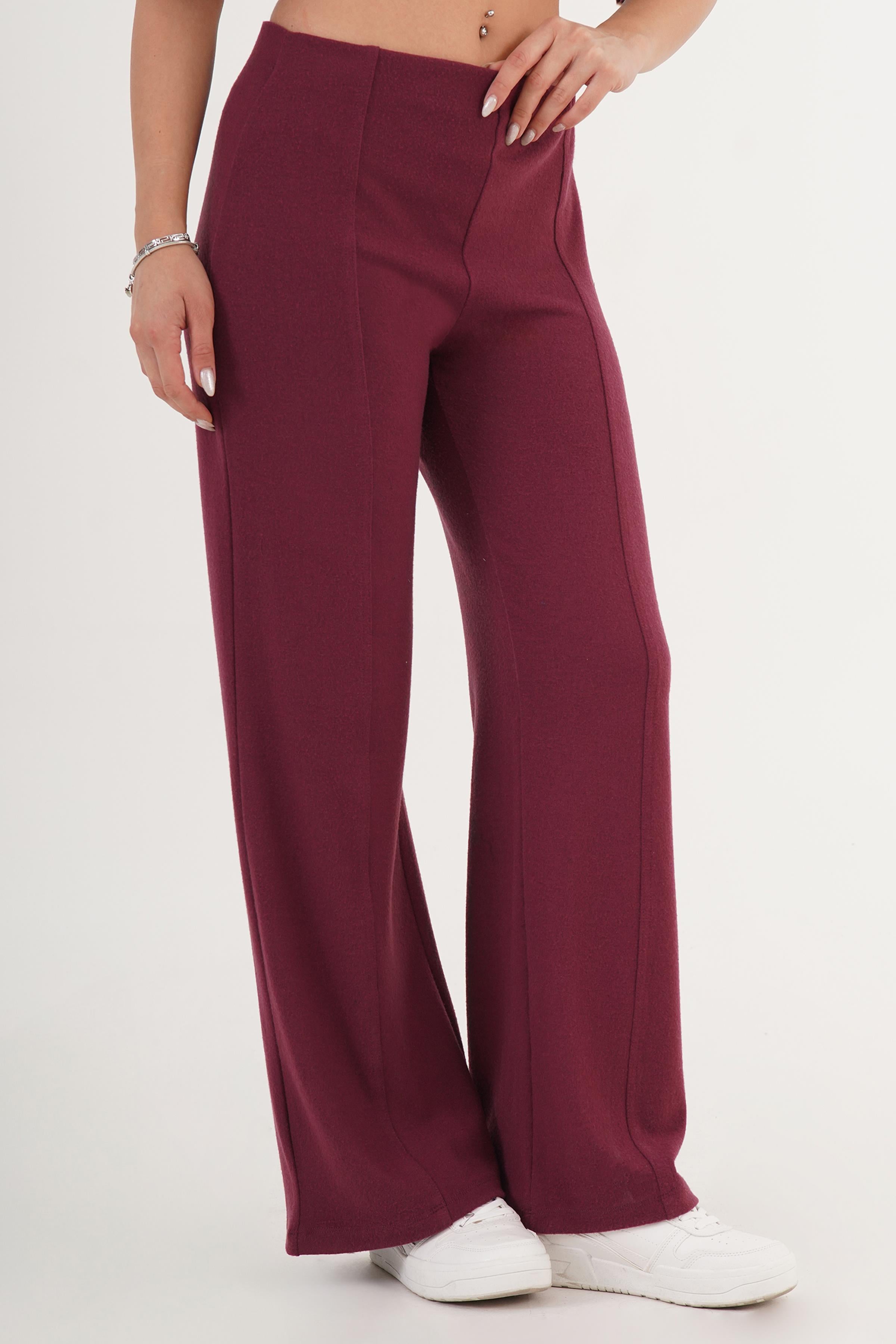 Beli Lastikli Yumoş Bordo Toptan Pantolon Bordo S