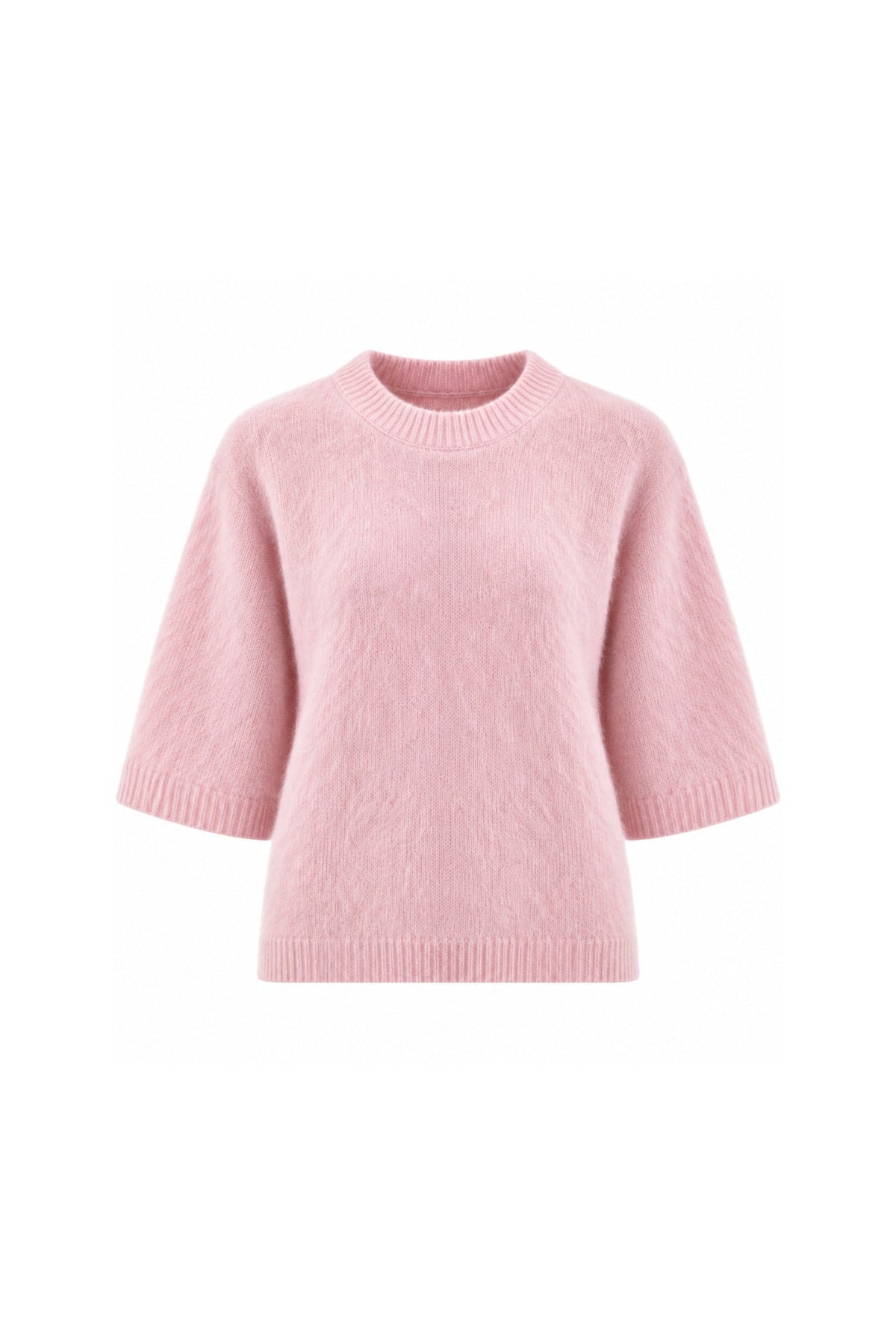 Bisiklet Yaka Oversize Dokulu Bluz - Pembe