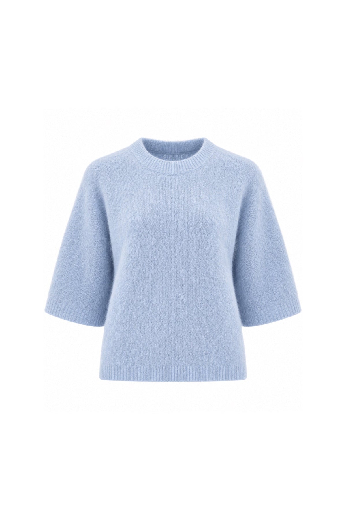 Bisiklet Yaka Oversize Dokulu Bluz - Sarı