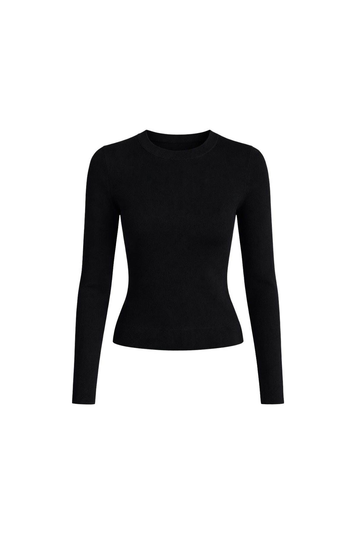 Bisiklet Yaka Basic Triko Bluz - Beyaz