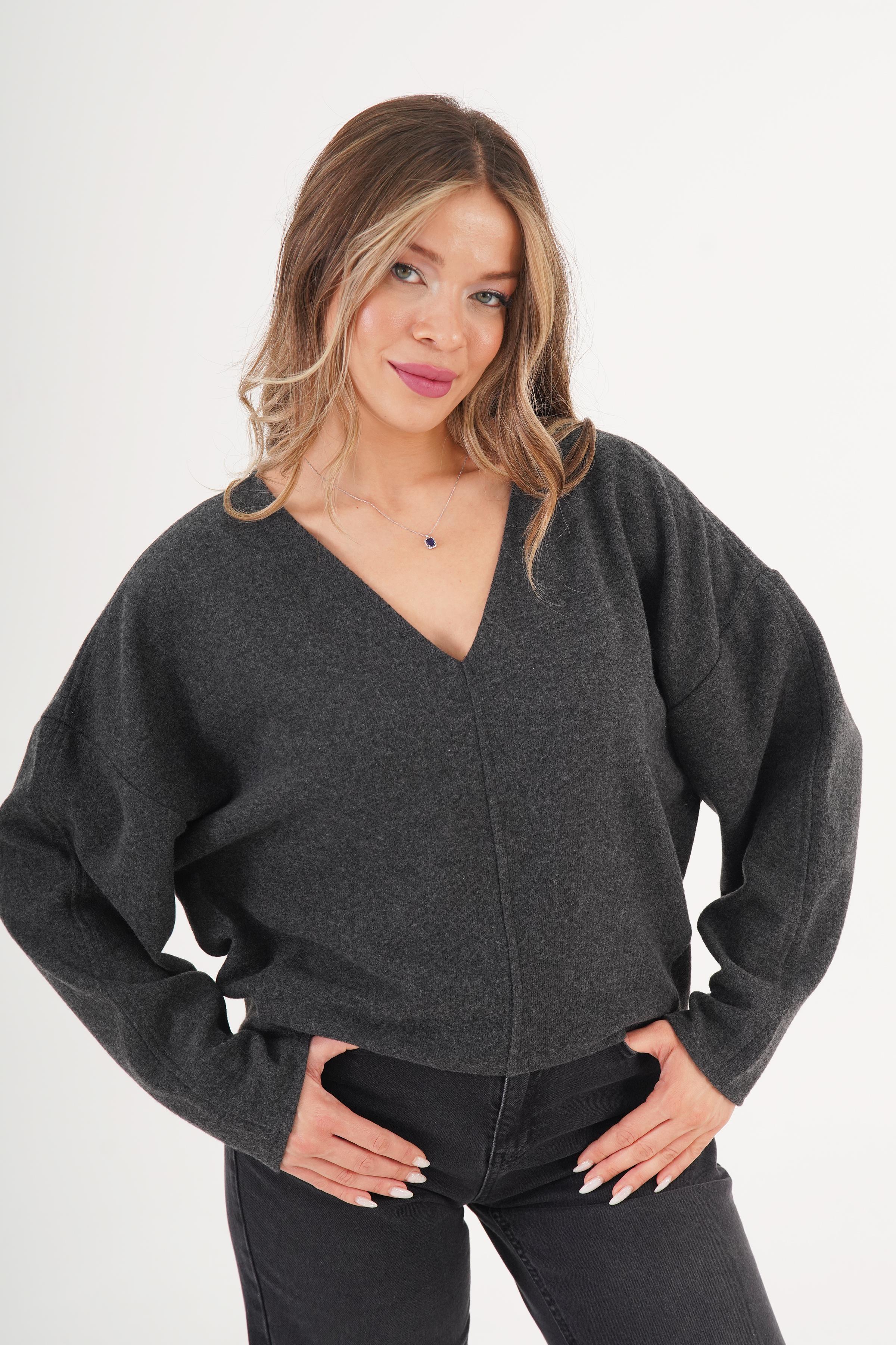 V Yaka Yarasa Model Trend Antrasit Bluz Antrasit S