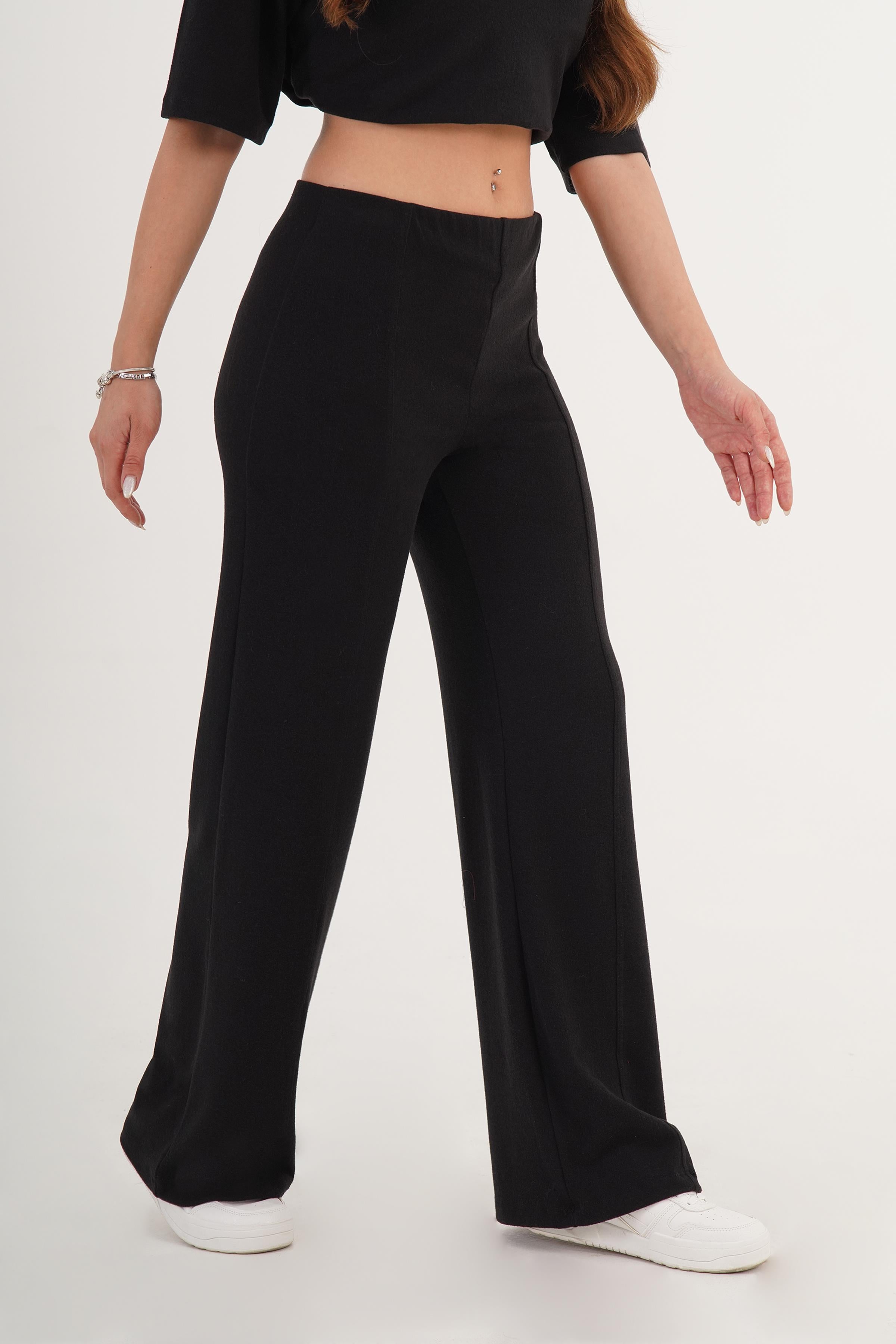Beli Lastikli Yumoş Siyah Toptan Pantolon