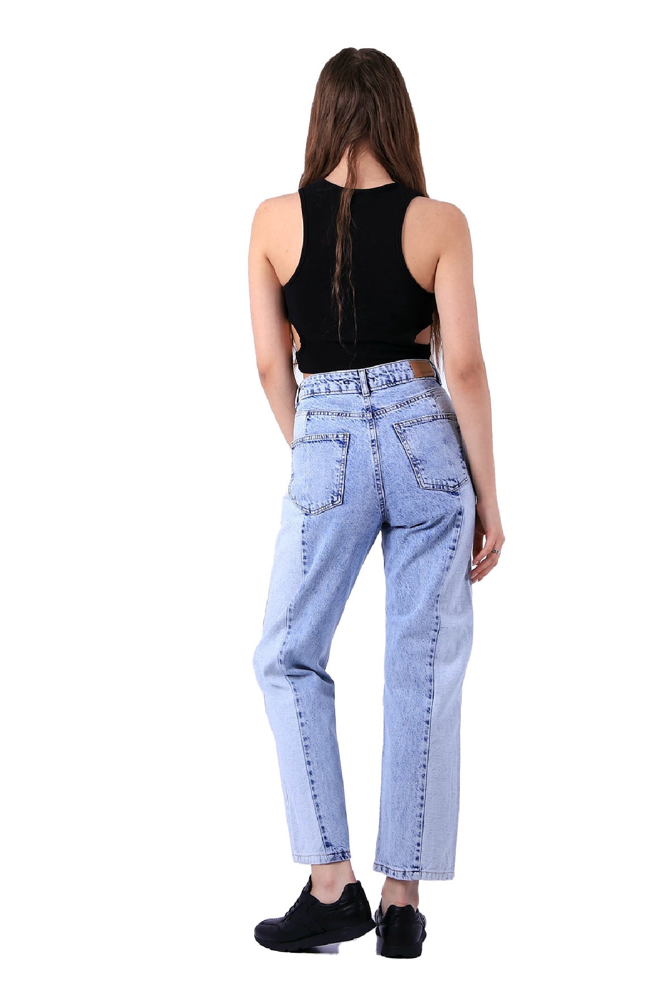 Parçalı Çift Renkli Kot Pantolon - Açık Mavi Kot - (27-32) - 6