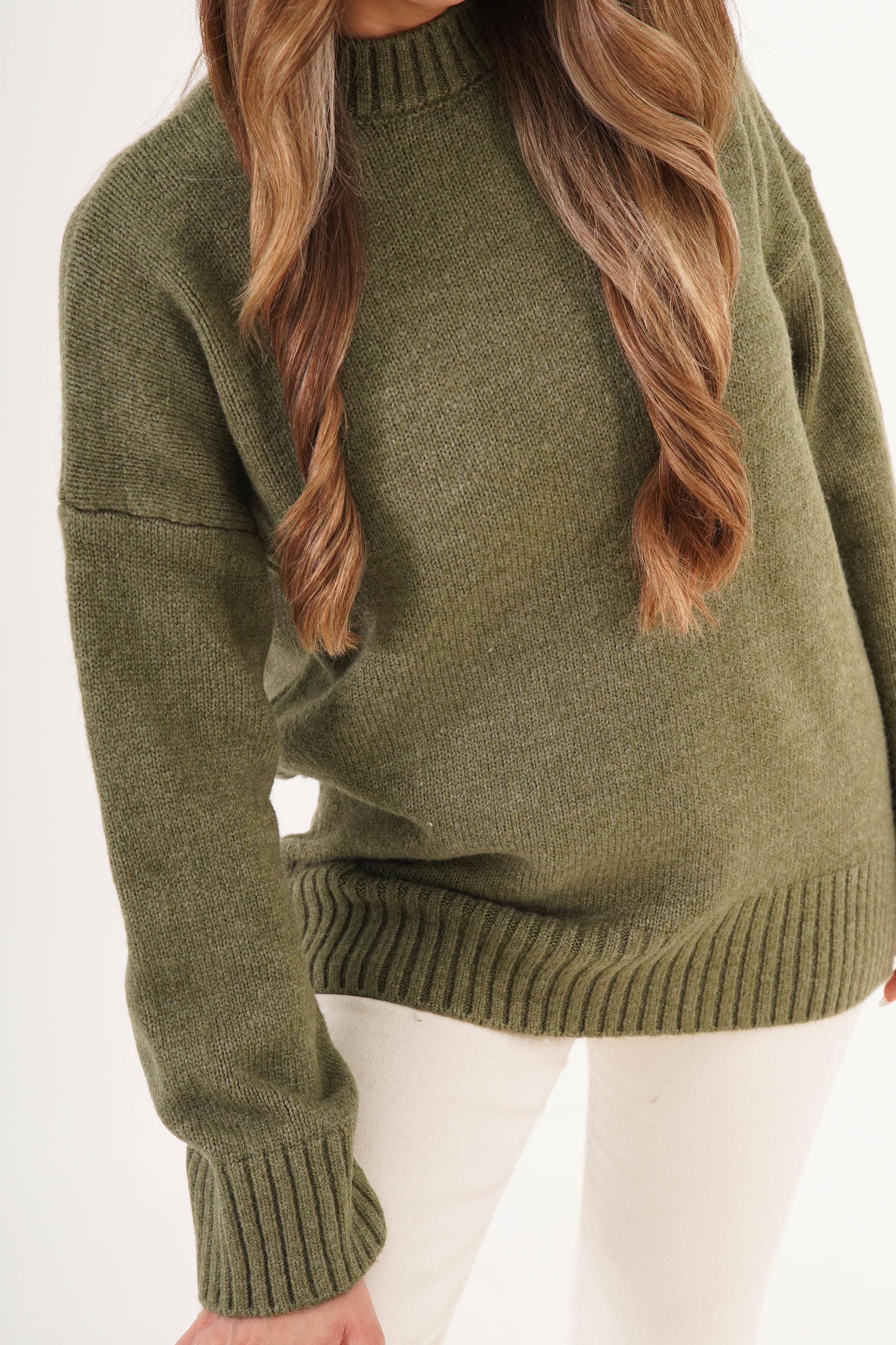 Ribana Detaylı Basic Toptan Haki Kazak