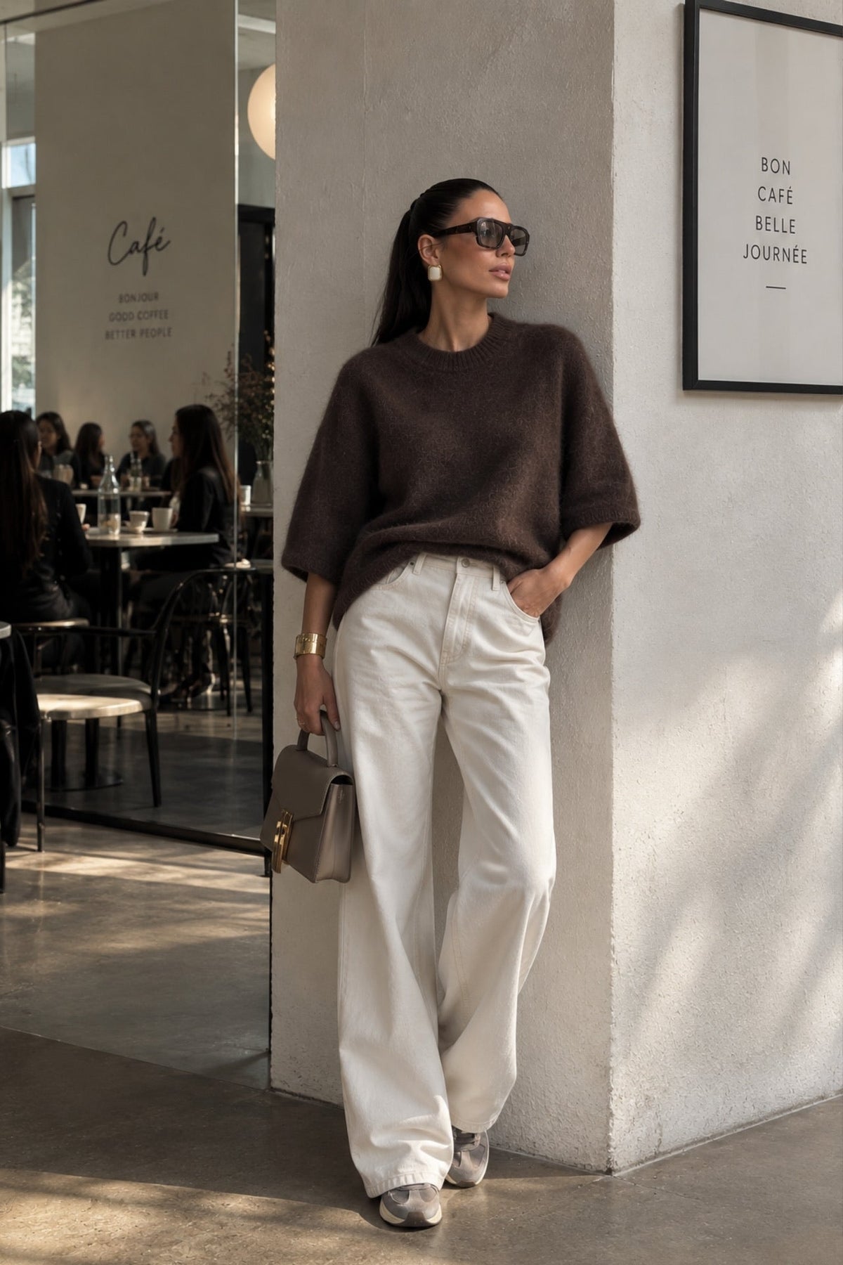 Bisiklet Yaka Oversize Dokulu Bluz - Mavi