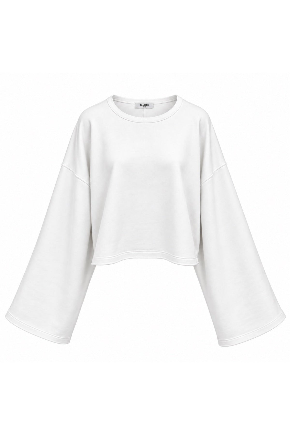 Geniş Kol Bisiklet Yaka Basic Sweatshirt - Siyah