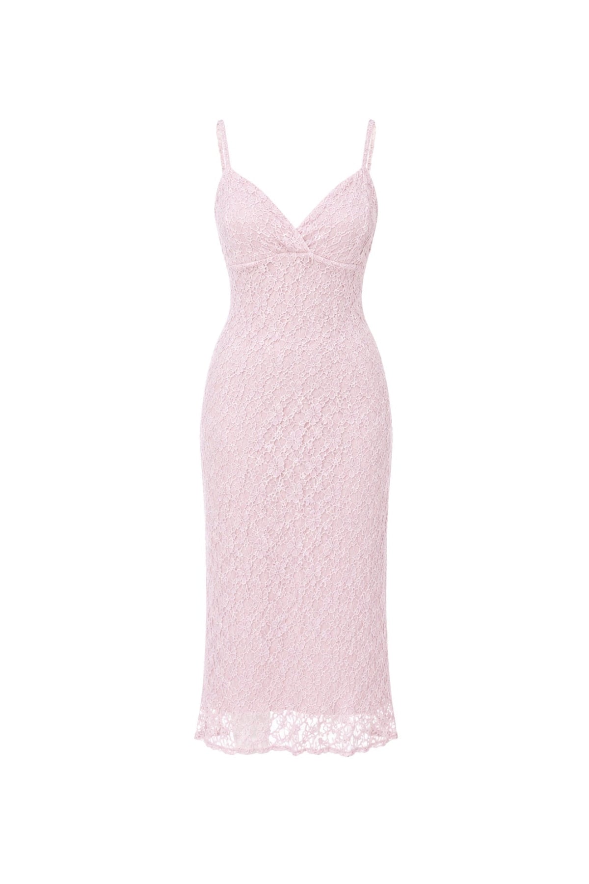 Askılı Güpür Maxi Elbise - Pembe