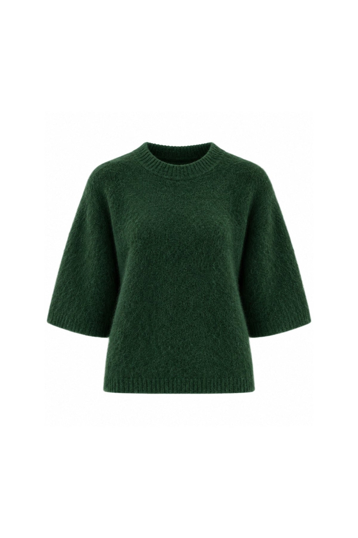 Bisiklet Yaka Oversize Dokulu Bluz - Kahverengi