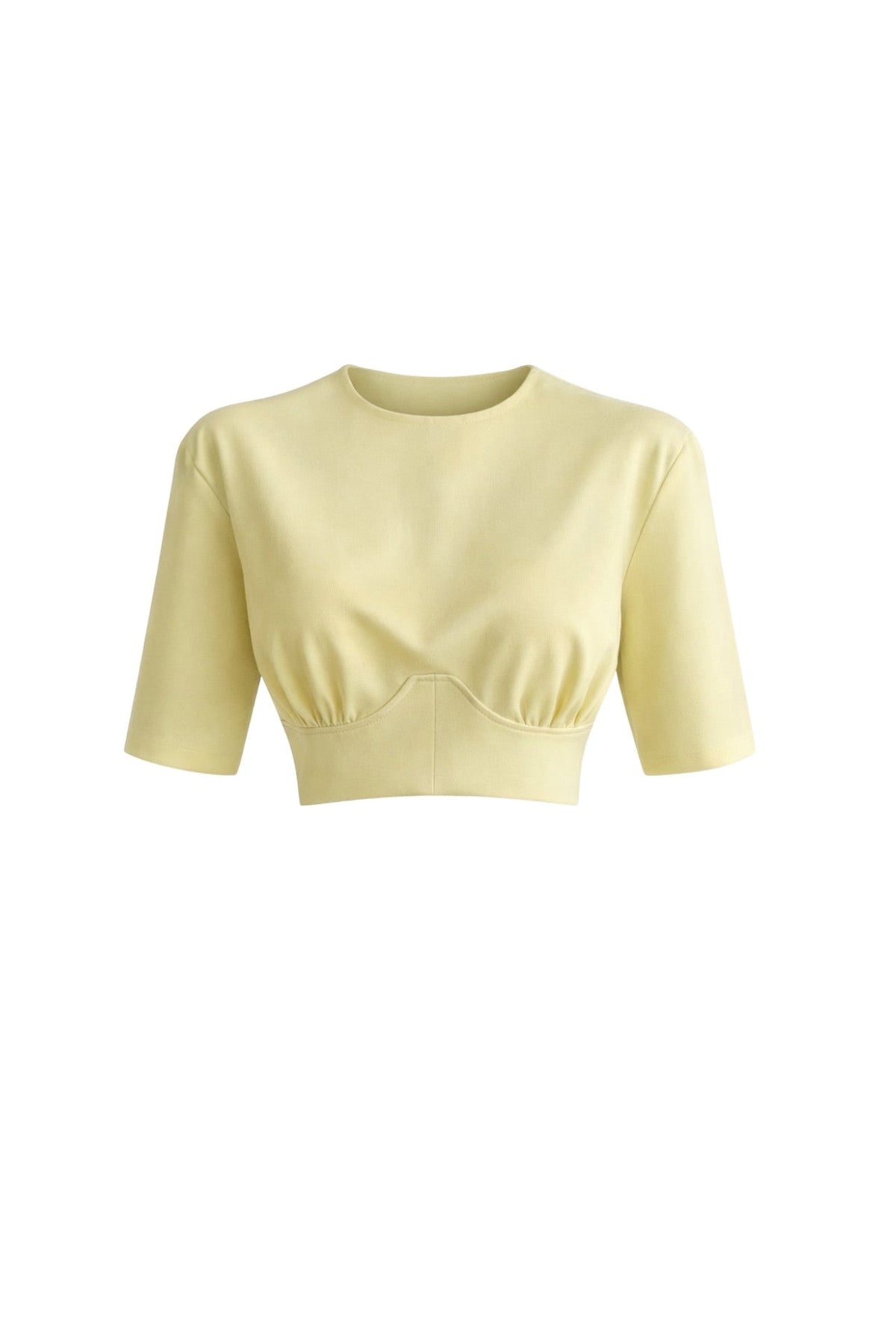 Bel Oturtmalı Crop T-Shirt - Mavi